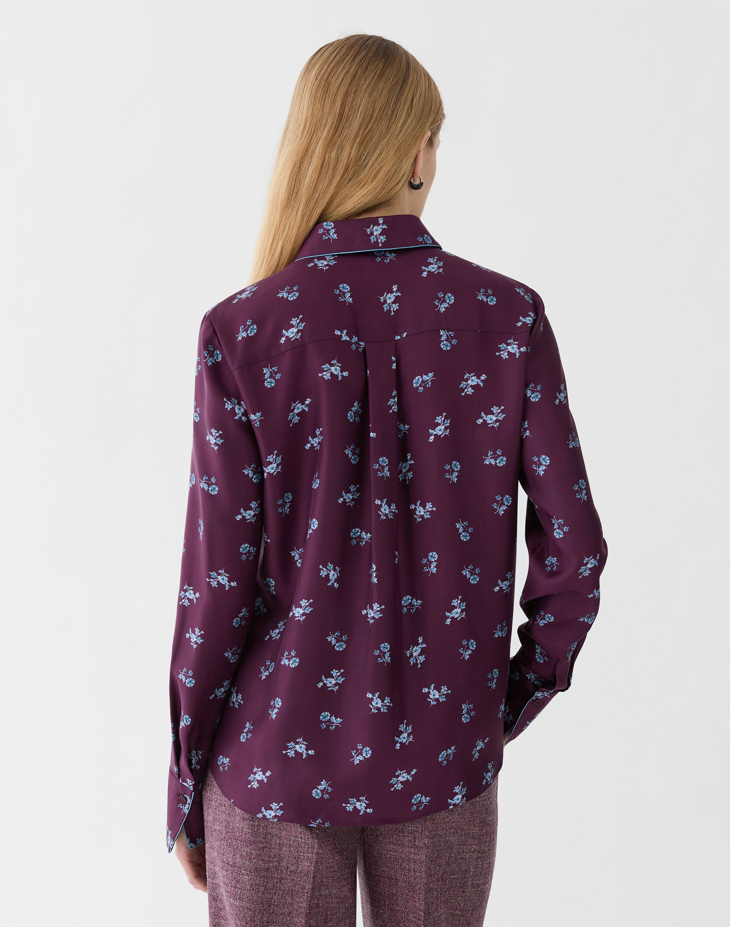 Petite Ditsy Floral Print Silk Twill Button Blouse