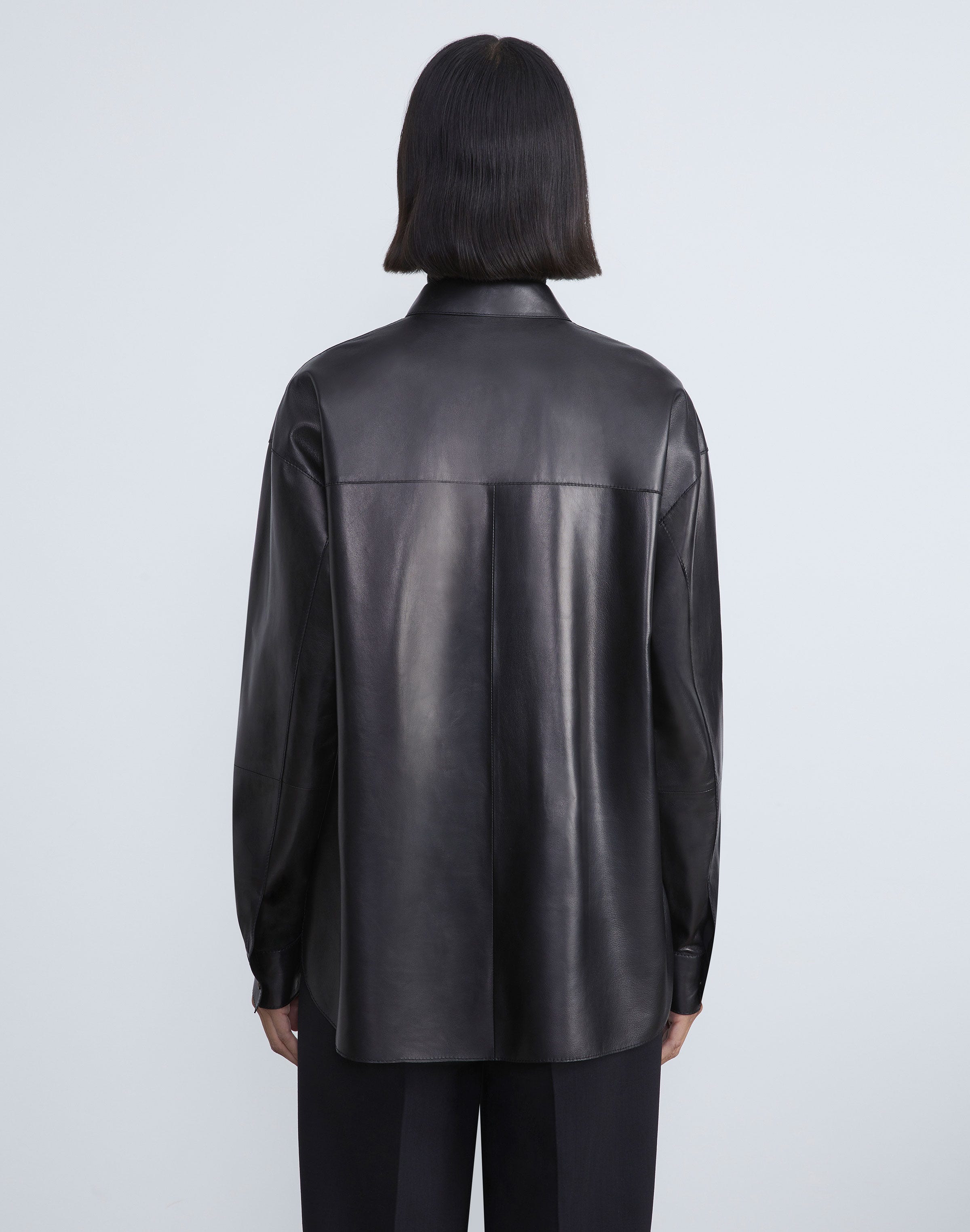 Nappa Lambskin Leather Shirt Jacket