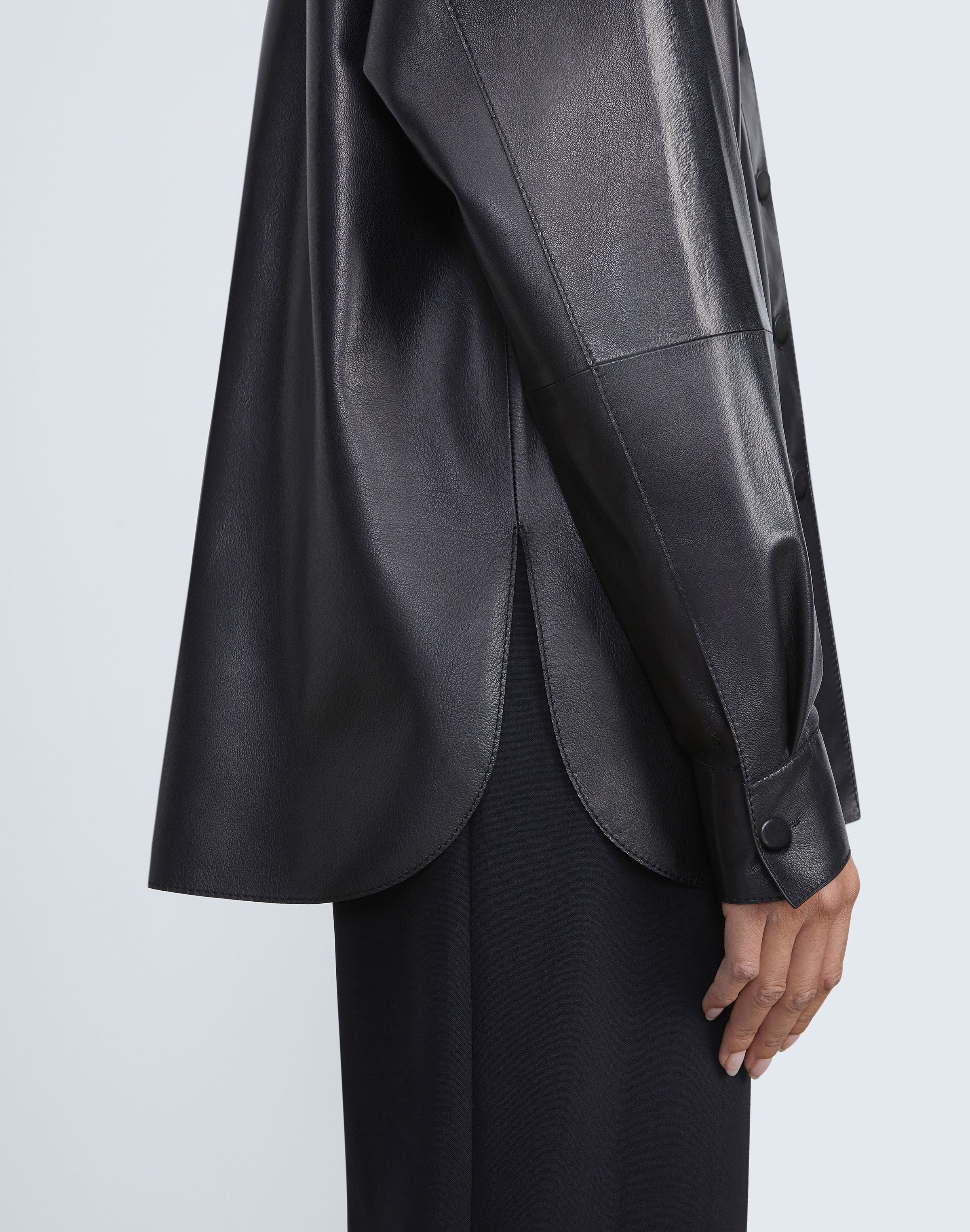 Nappa Lambskin Leather Shirt Jacket