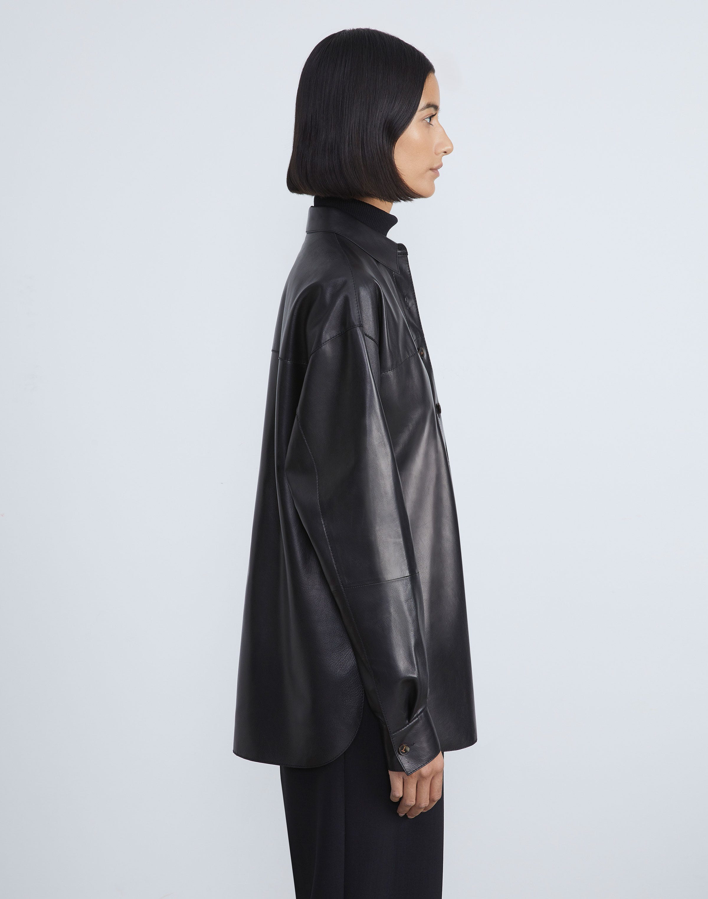 Nappa Lambskin Leather Shirt Jacket