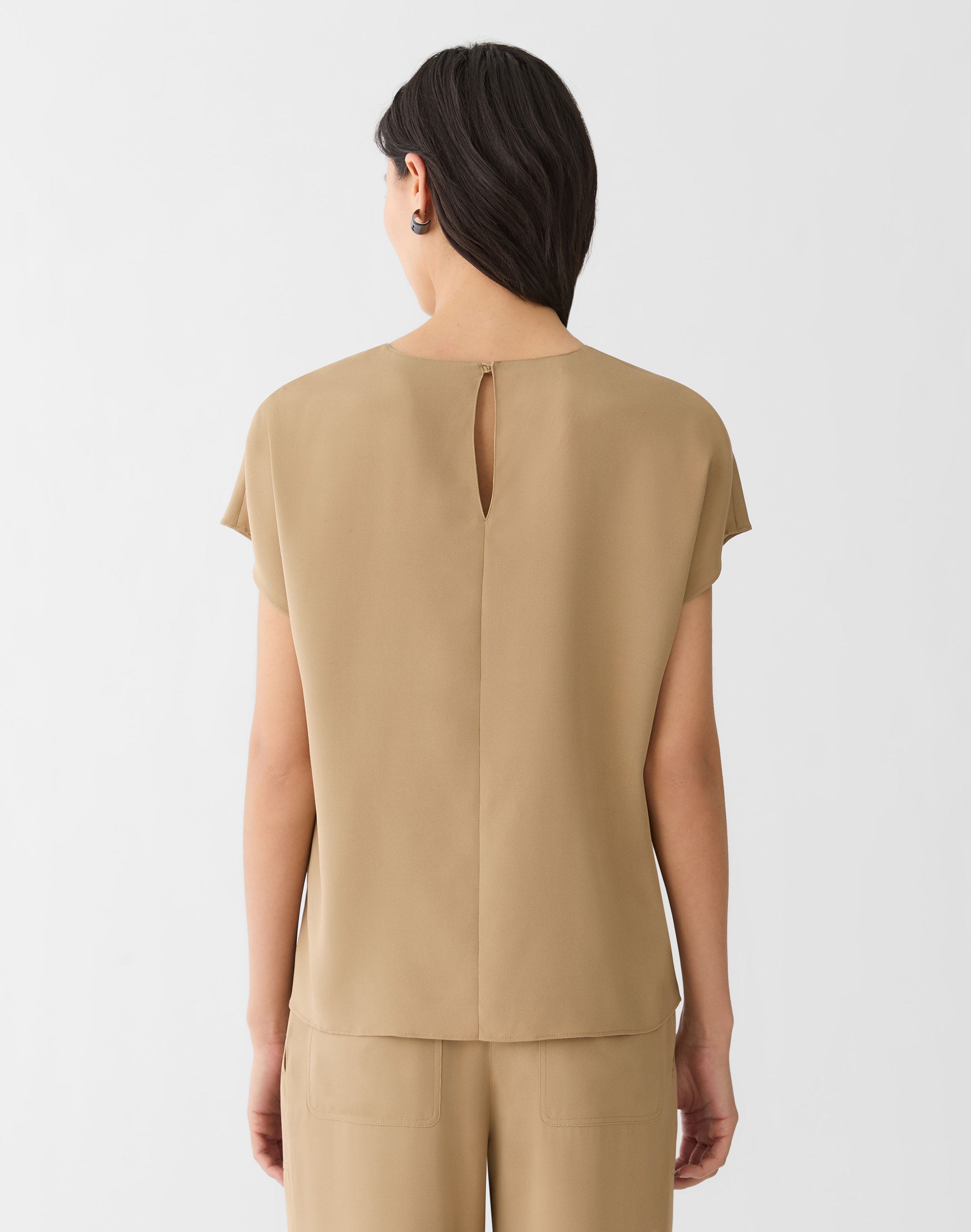 Organic Silk Stretch Georgette Short Sleeve Blouse