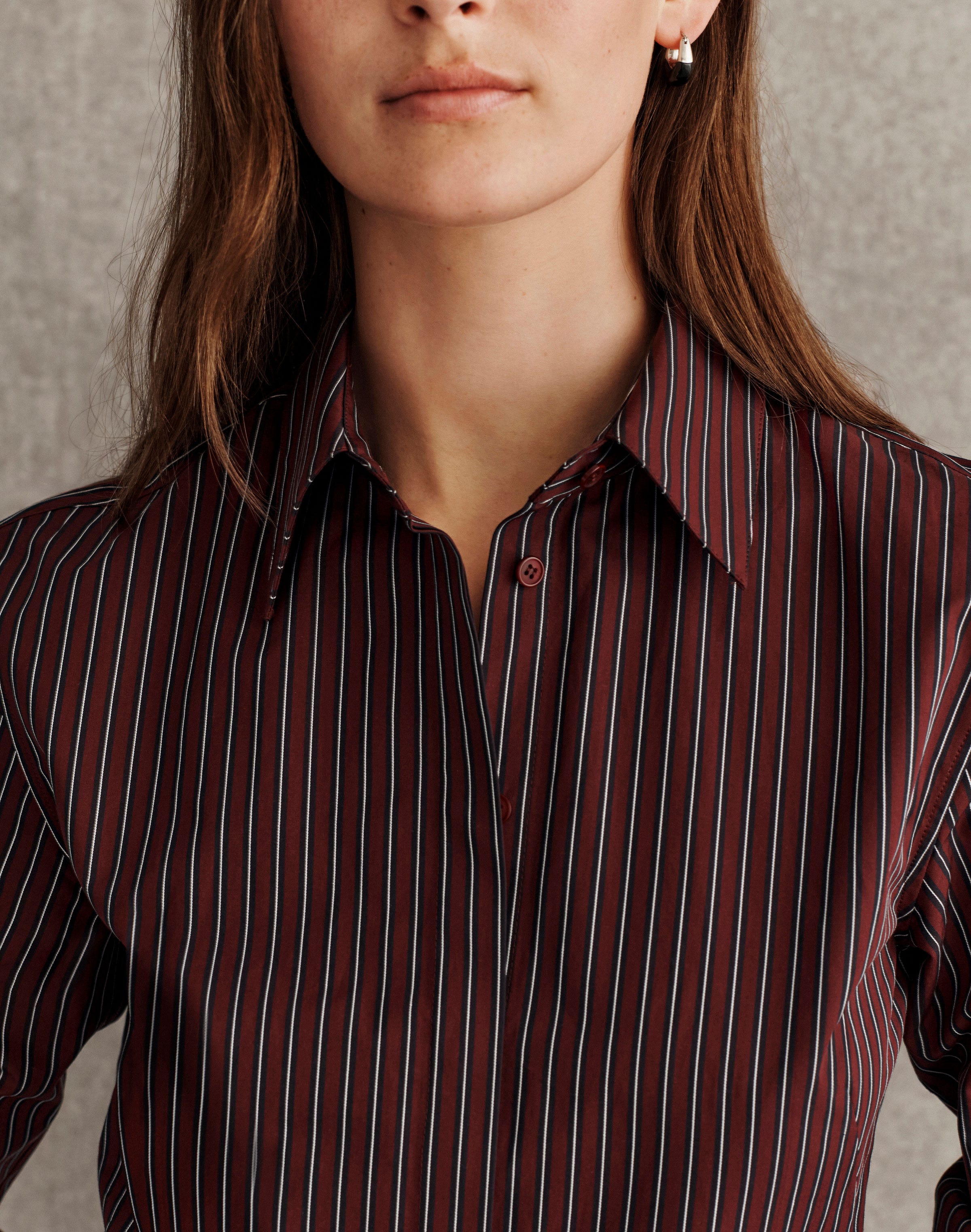 Petite Pinstripe Cotton Fitted Shirt