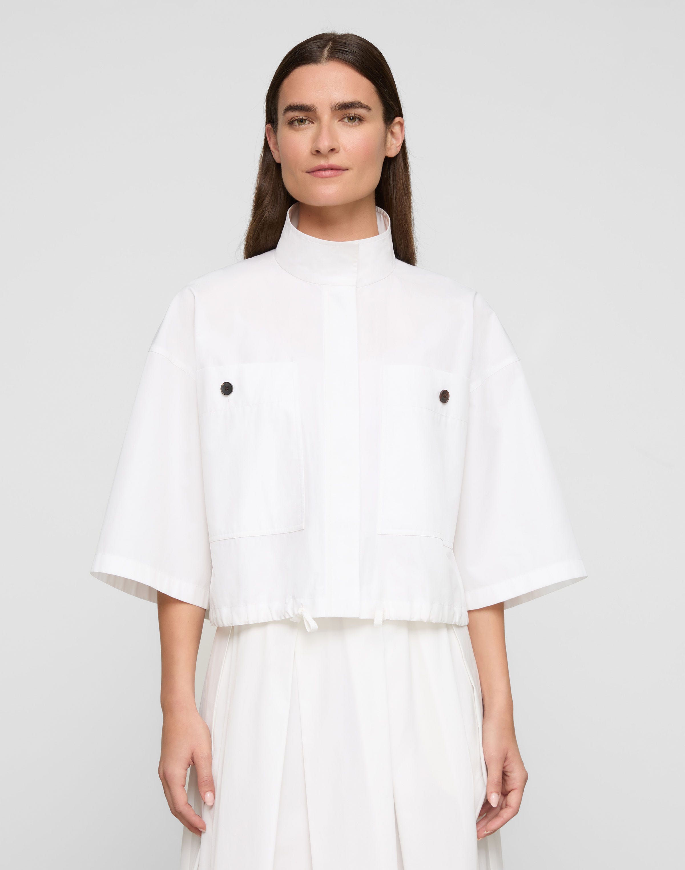 Plus-Size Organic Cotton Poplin Oversized Shirt Jacket