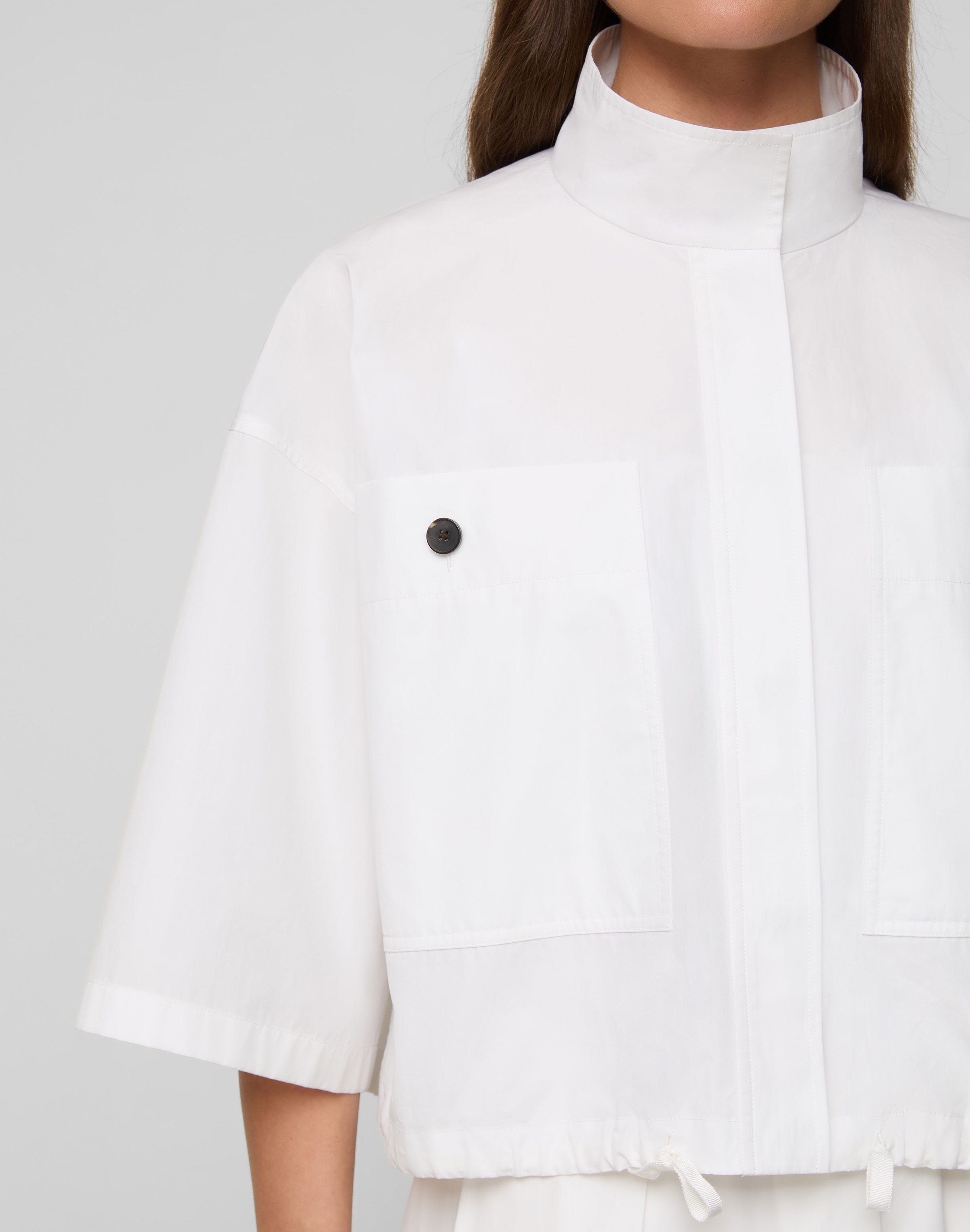Plus-Size Organic Cotton Poplin Oversized Shirt Jacket
