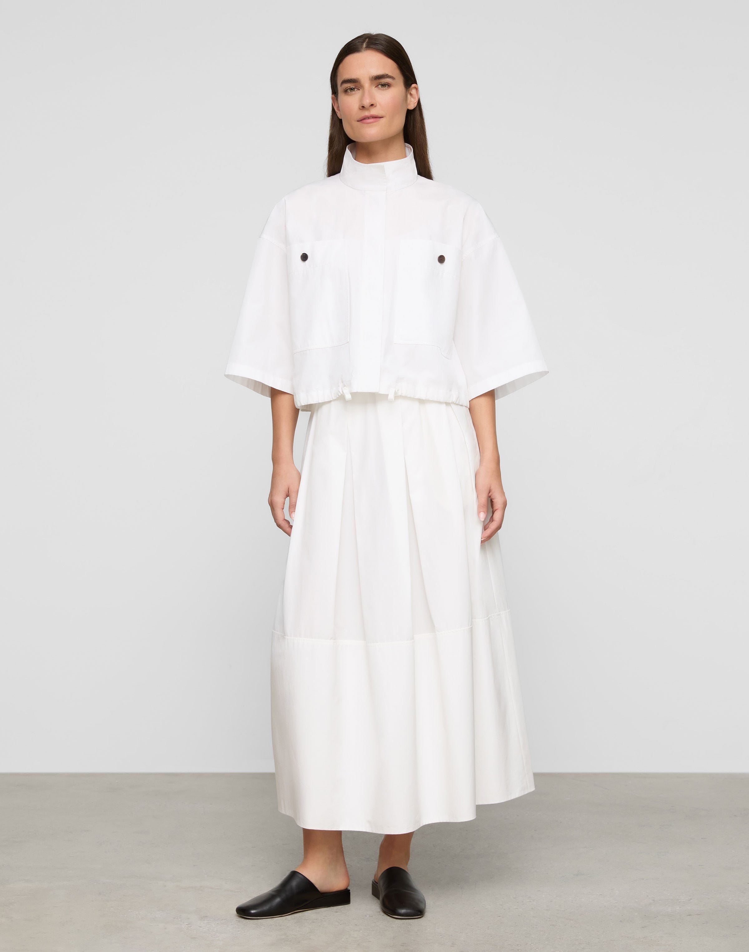 Plus-Size Organic Cotton Poplin Oversized Shirt Jacket