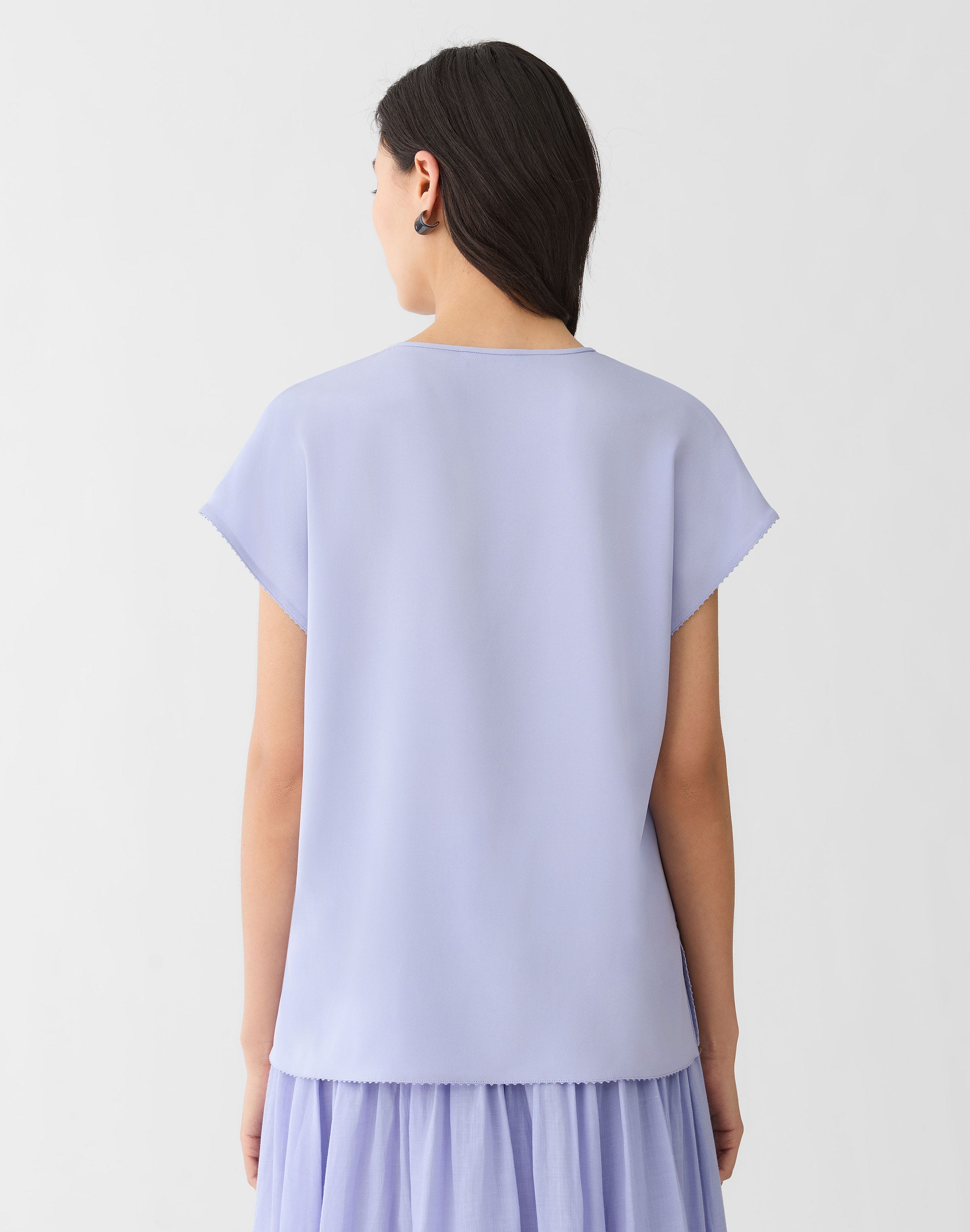Organic Silk Stretch Georgette Keyhole Blouse