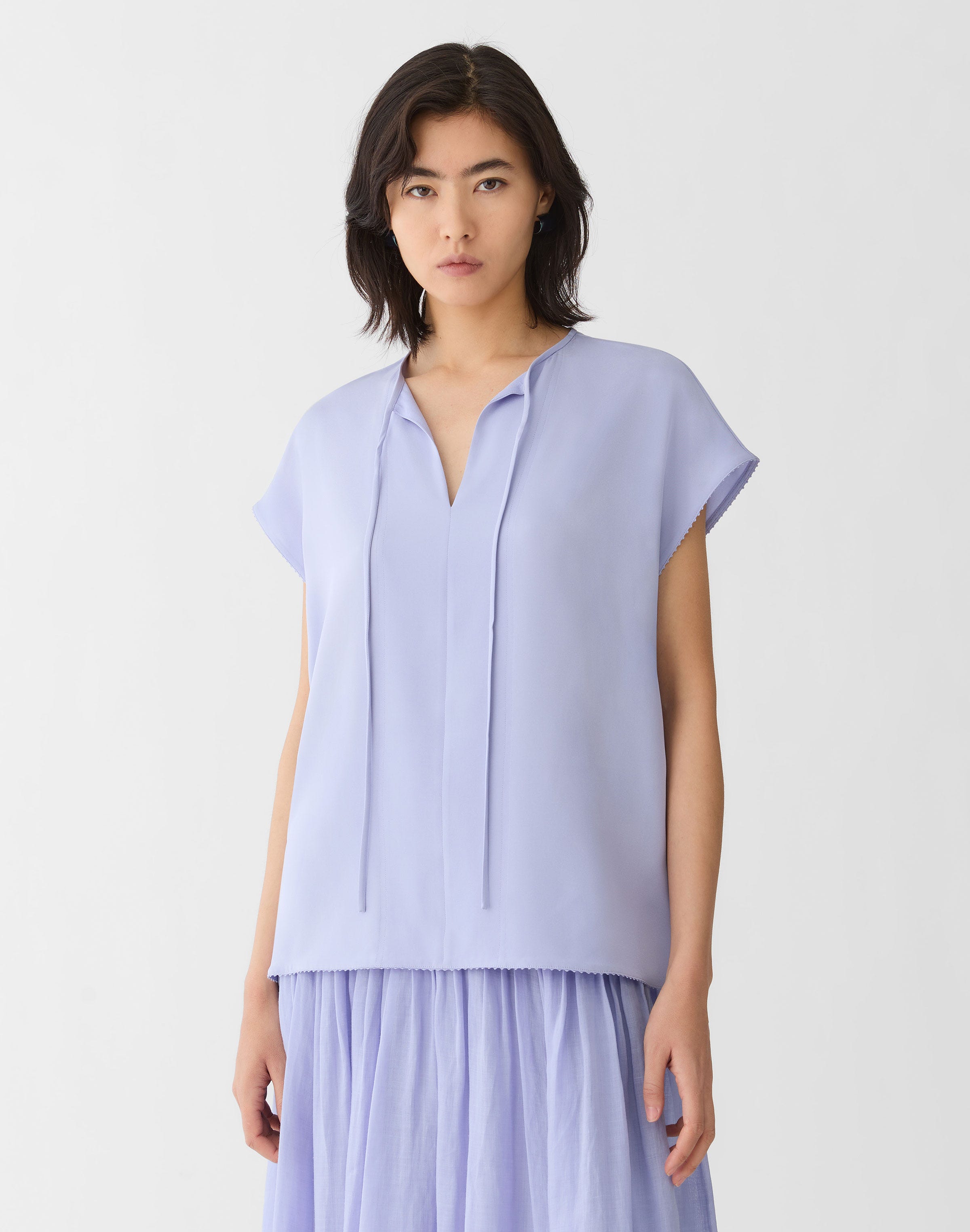 Organic Silk Stretch Georgette Keyhole Blouse