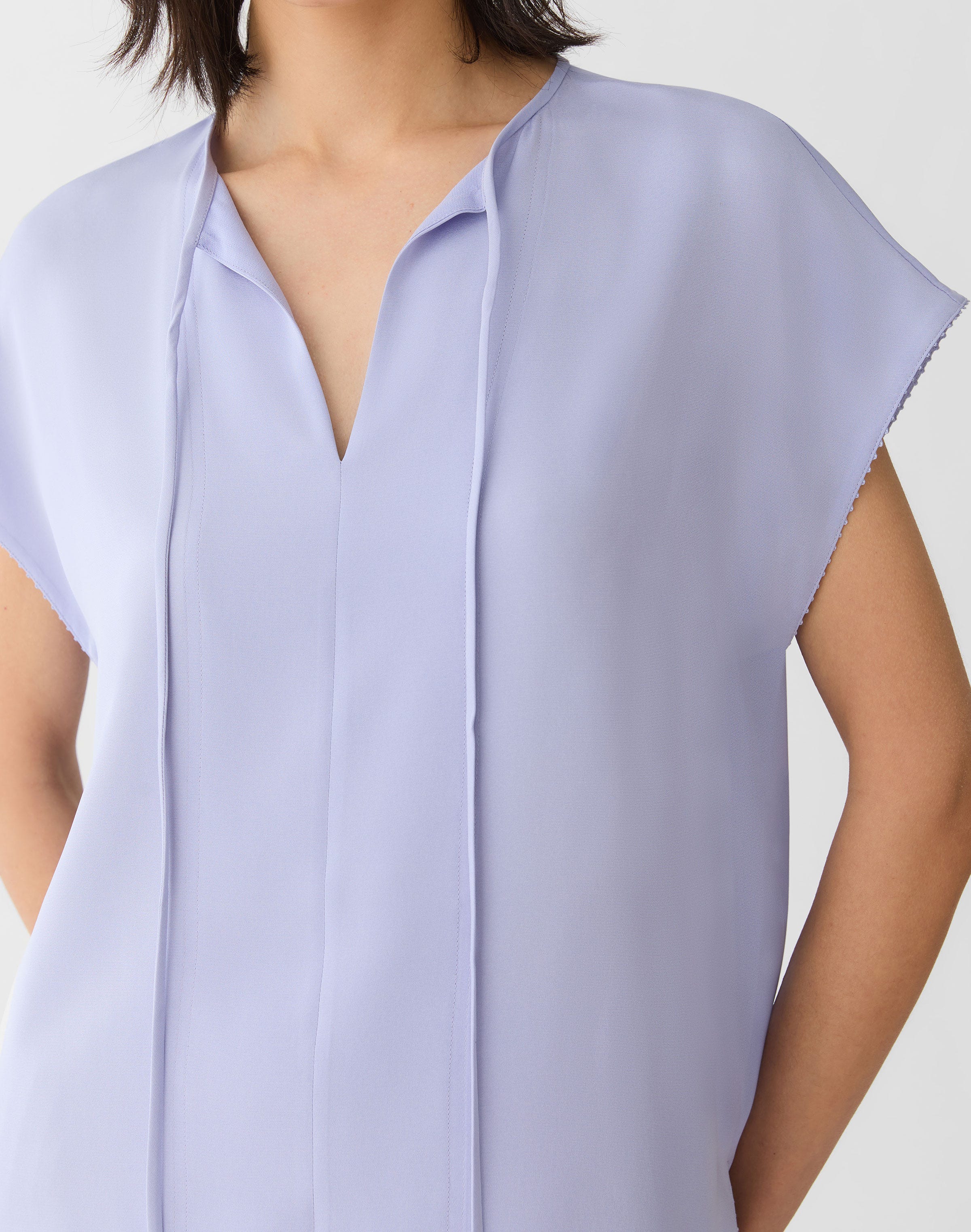 Organic Silk Stretch Georgette Keyhole Blouse