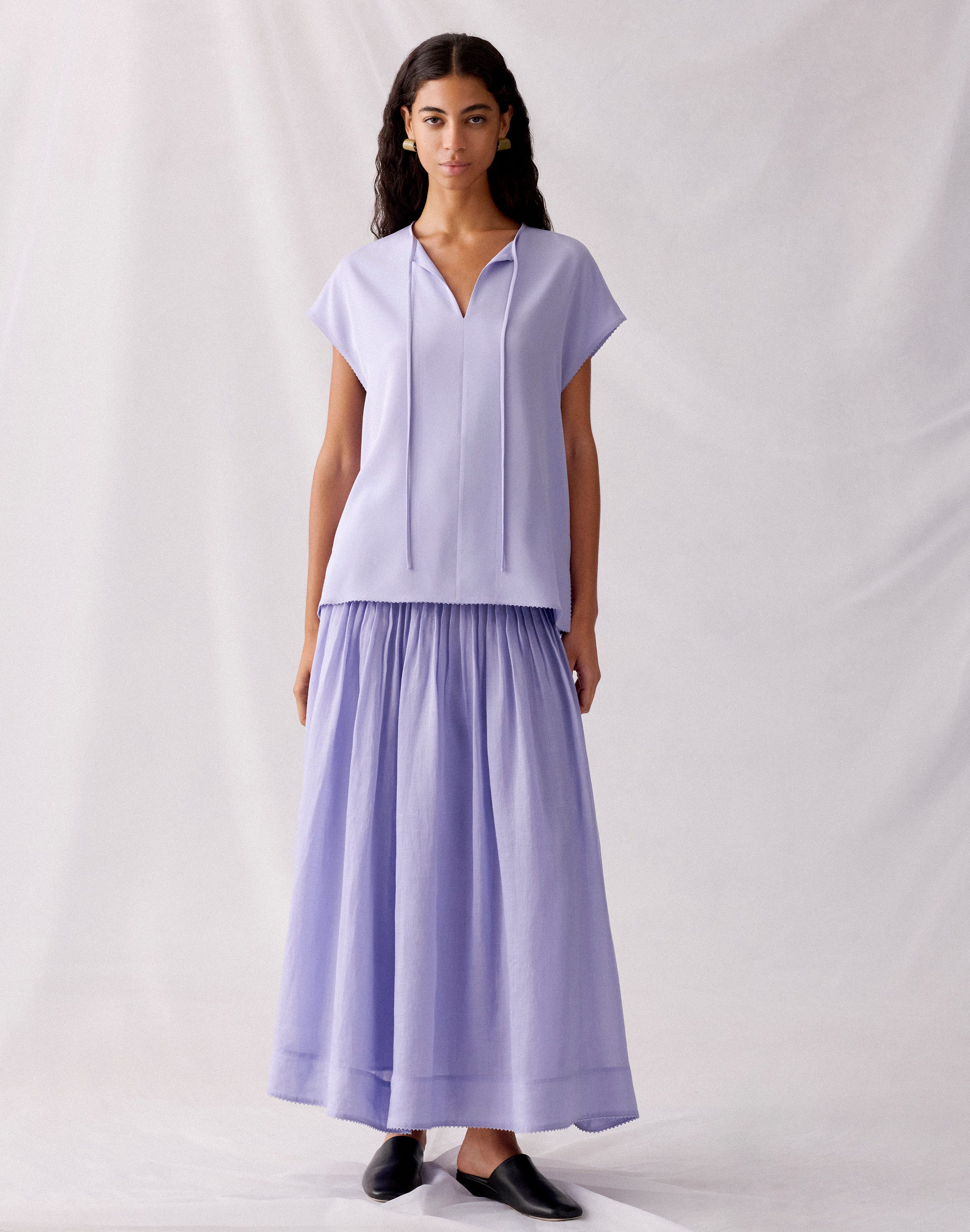 Organic Silk Stretch Georgette Keyhole Blouse