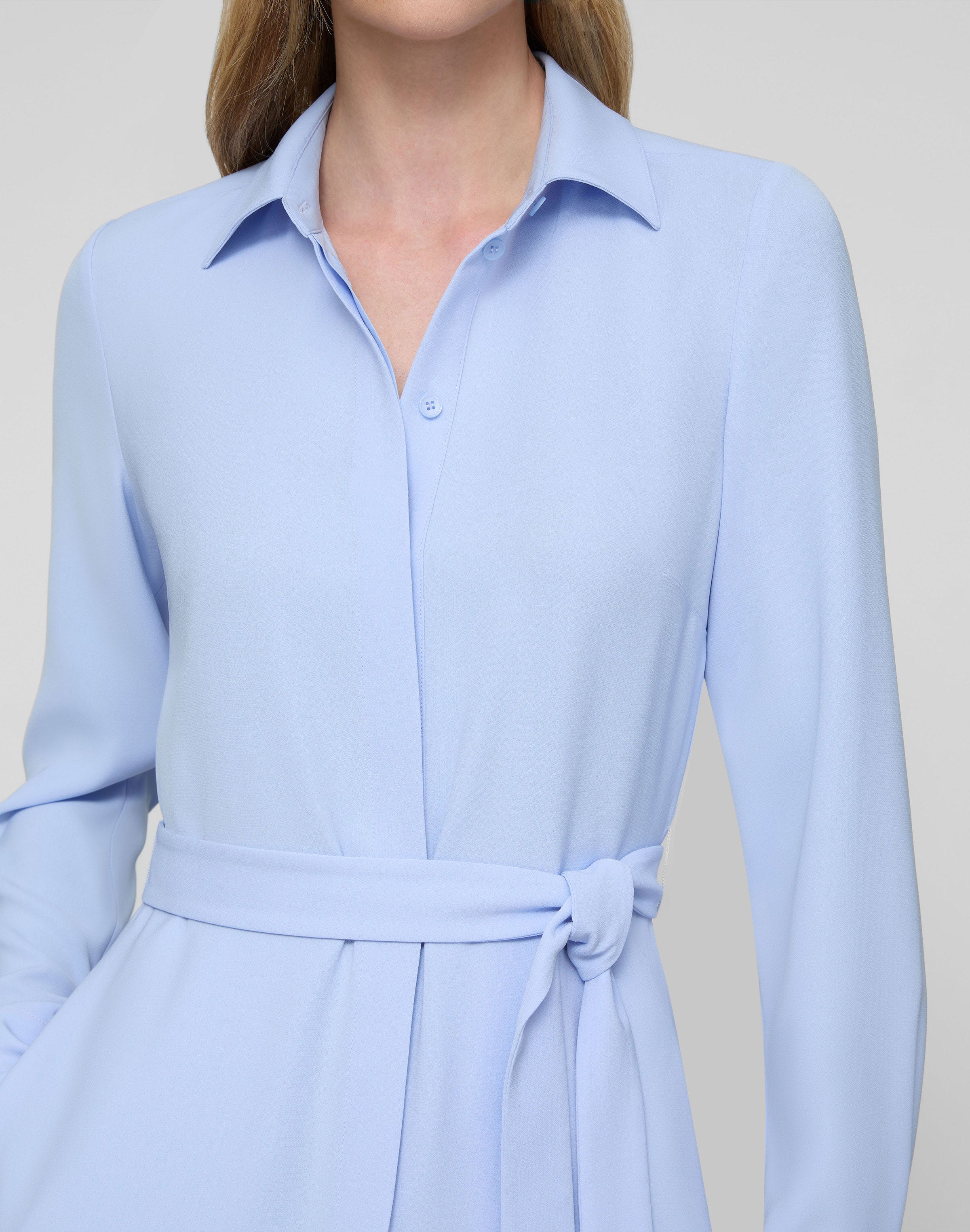 Plus-Size Responsible Finesse Crepe Belted Shirtdress