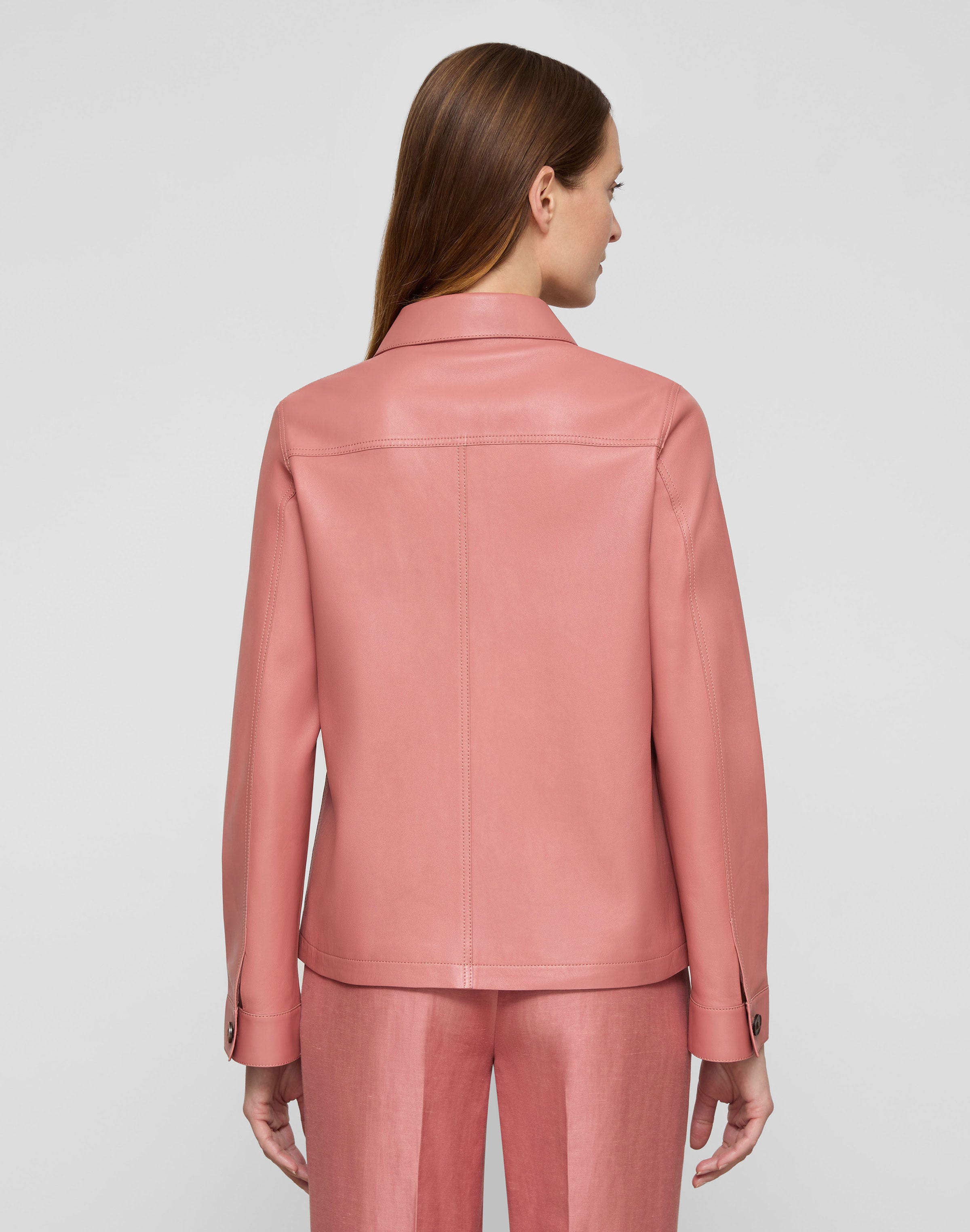 Plus-Size Nappa Leather Patch Pocket Jacket