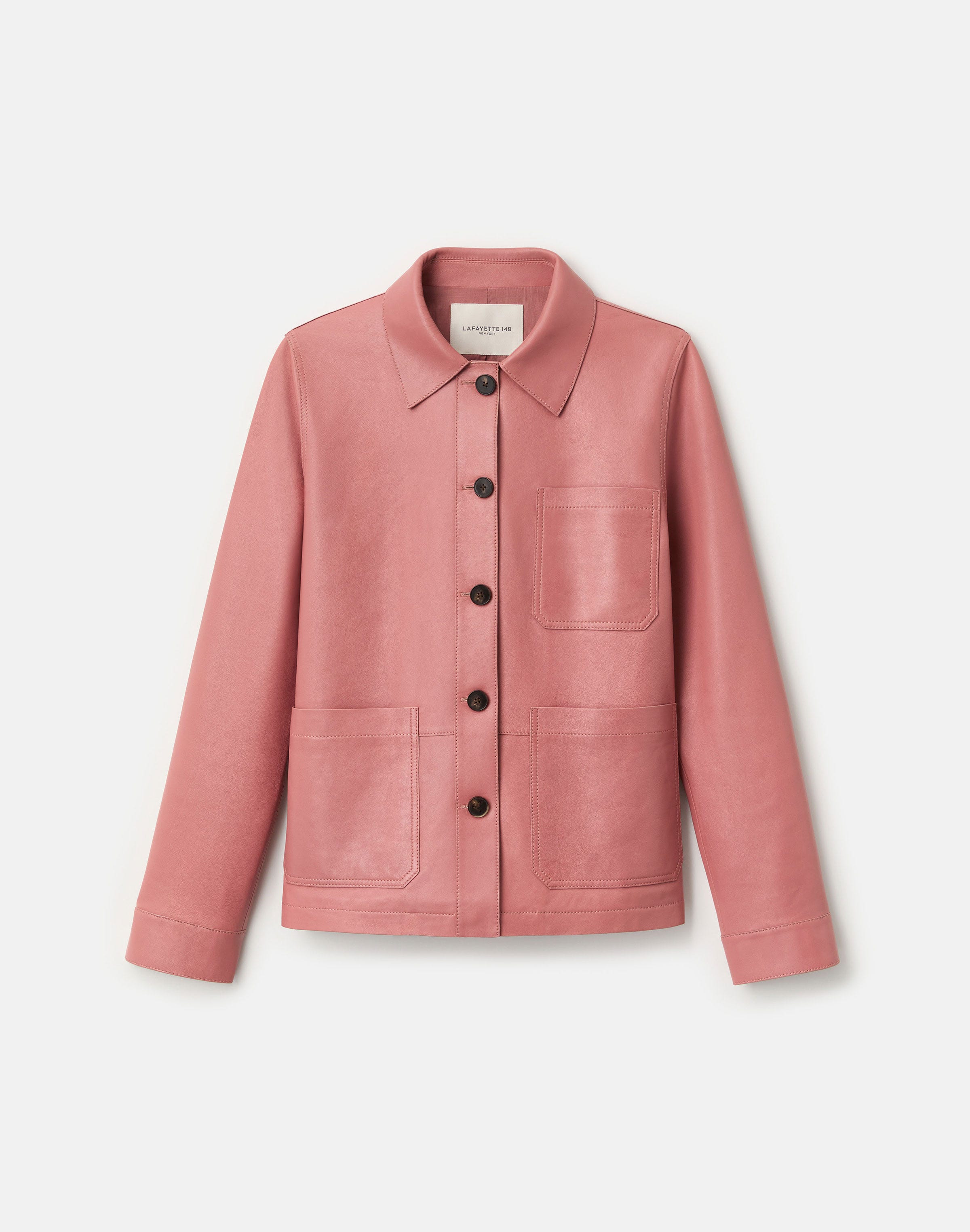 Plus-Size Nappa Leather Patch Pocket Jacket