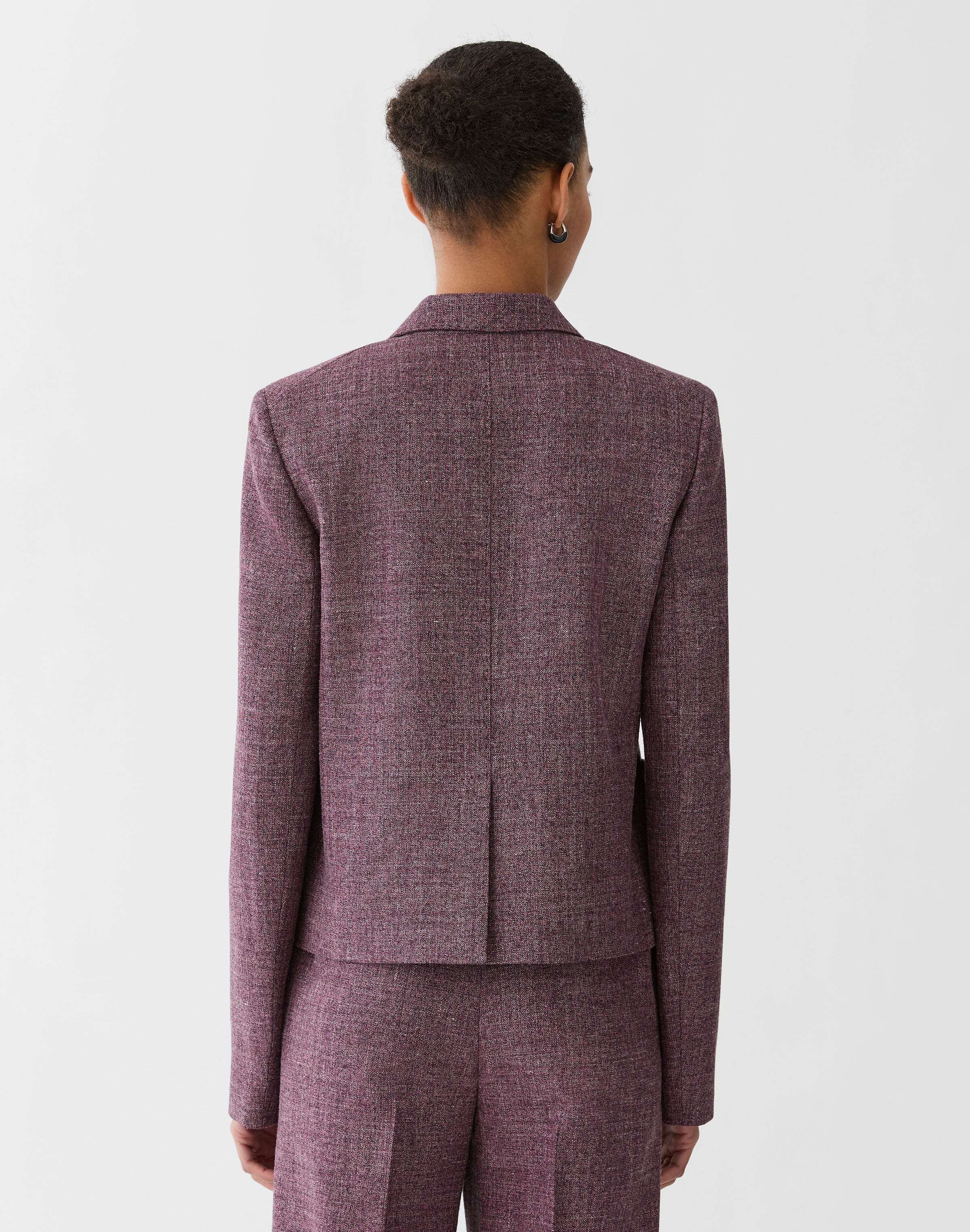 Petite Wool Mouliné Cropped Boyfriend Blazer