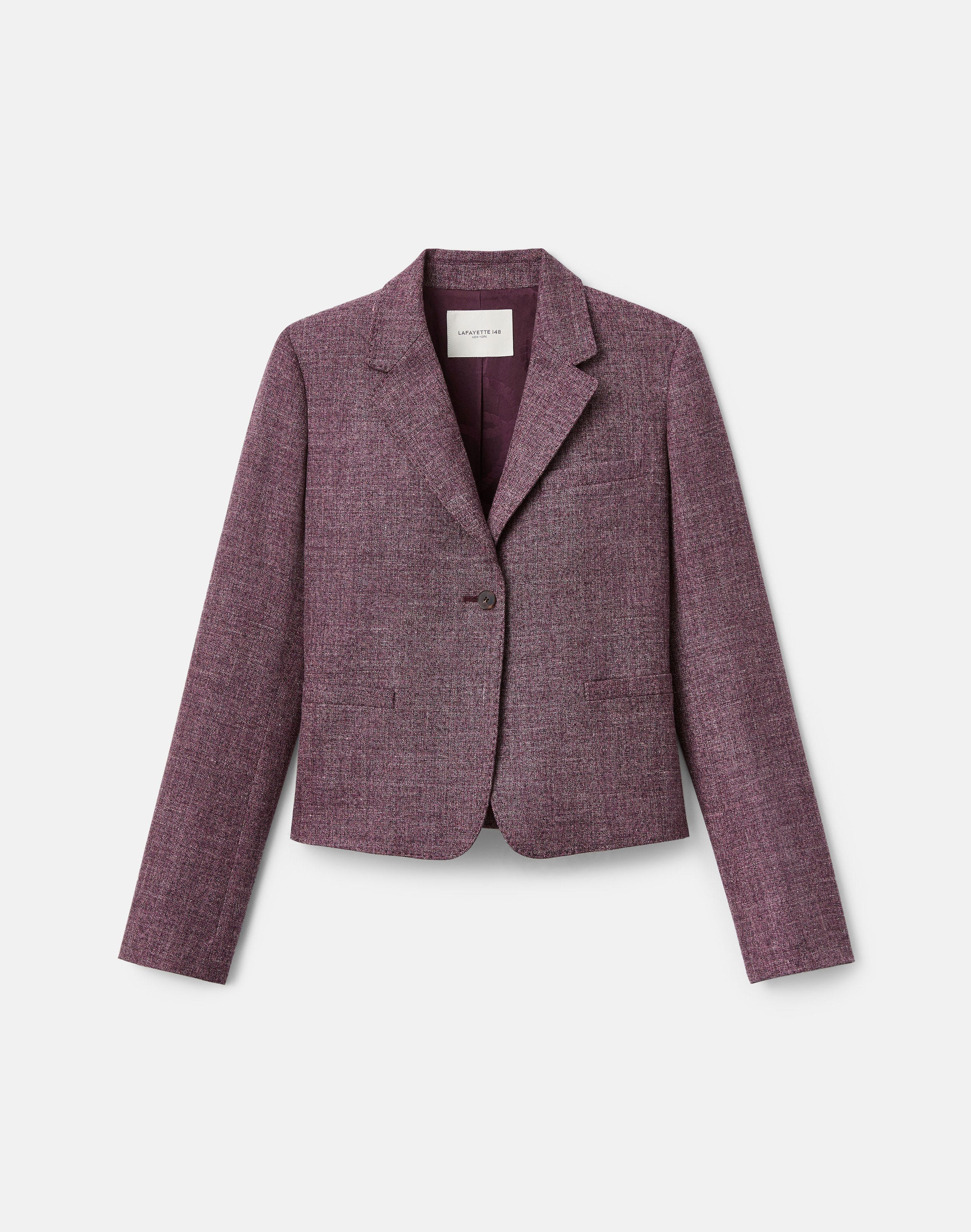 Petite Wool Mouliné Cropped Boyfriend Blazer