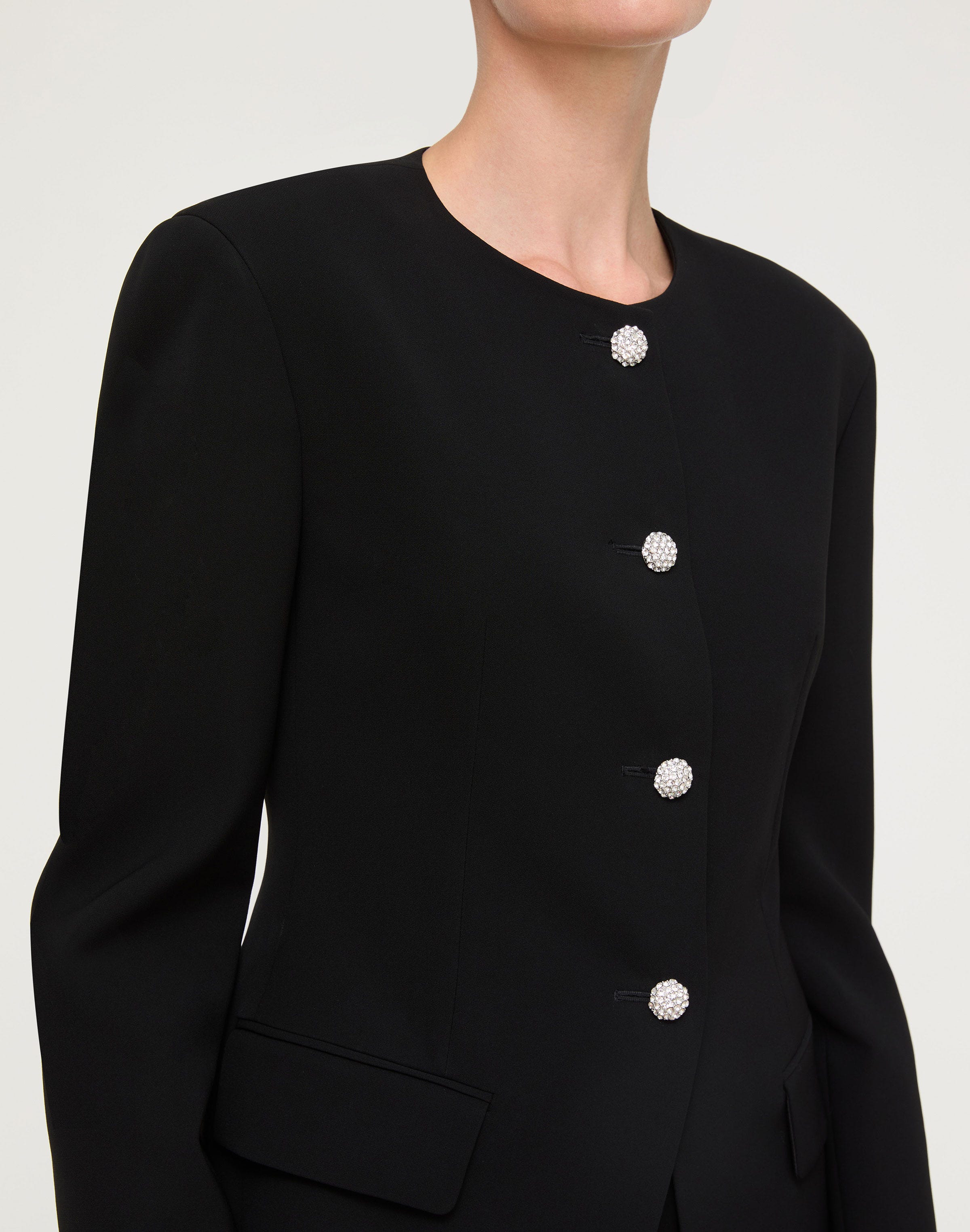 Plus-Size Responsible Finesse Crepe Cluster Button Jacket