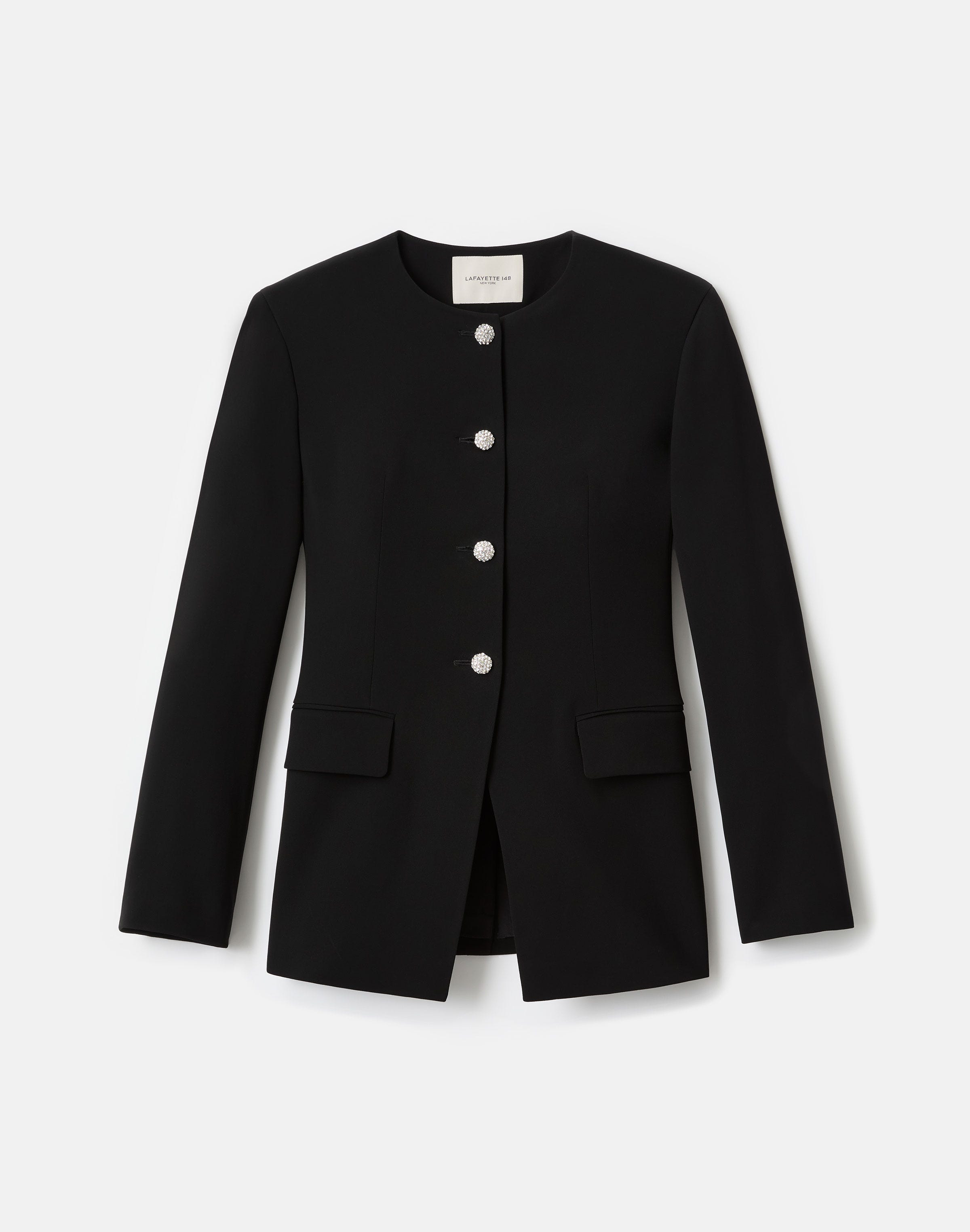 Plus-Size Responsible Finesse Crepe Cluster Button Jacket