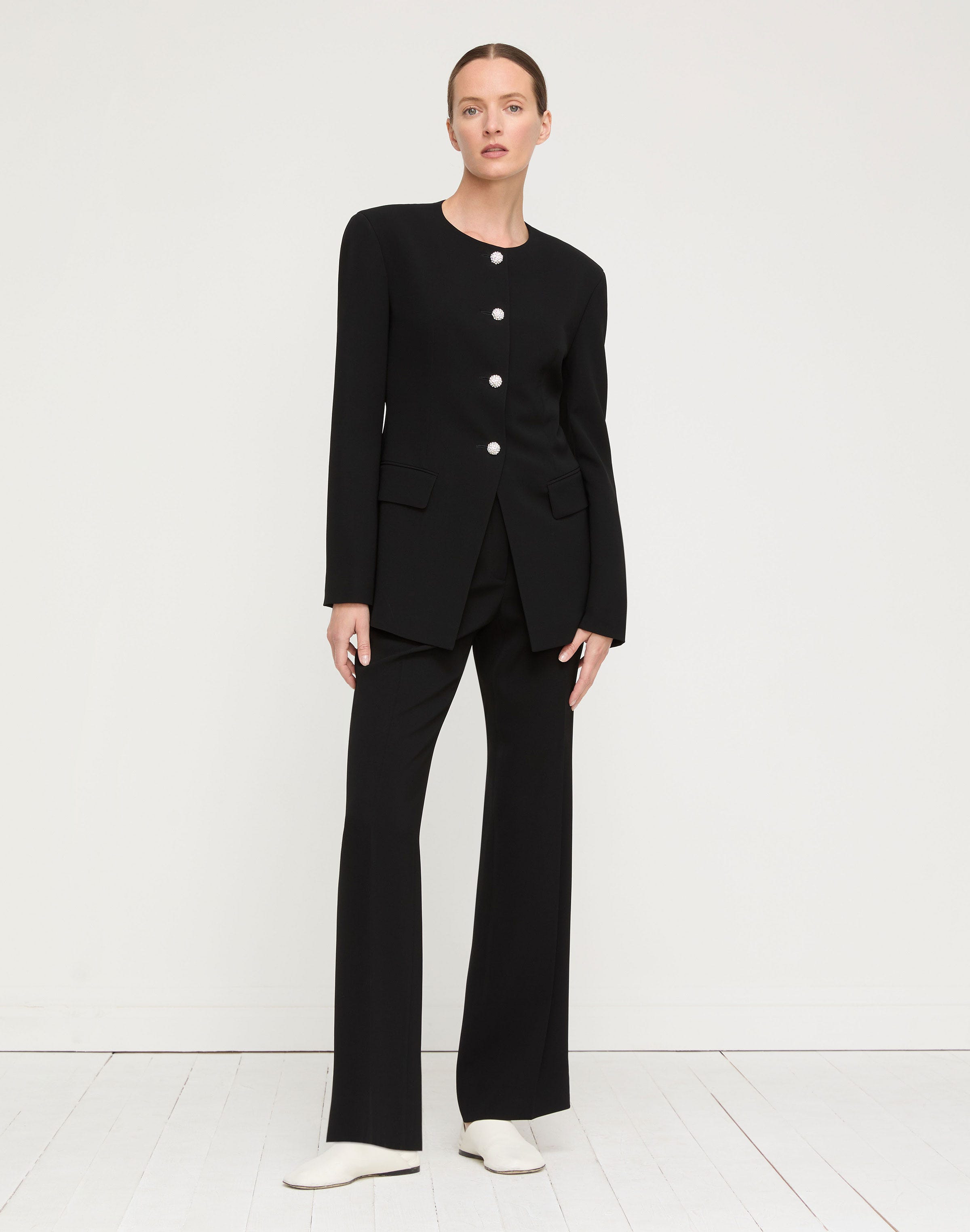 Plus-Size Responsible Finesse Crepe Cluster Button Jacket