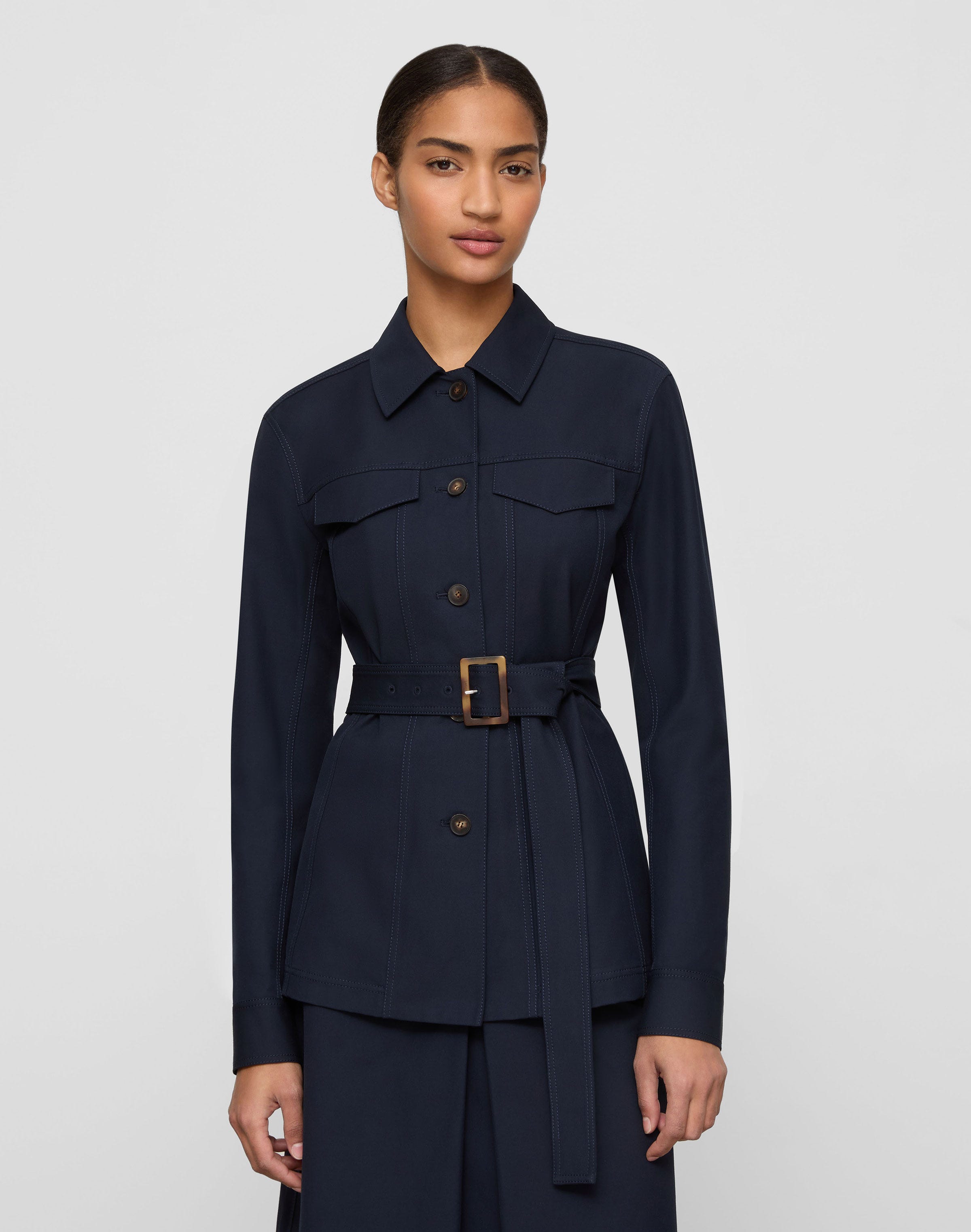 Petite Techno Stretch Twill Belted Jacket