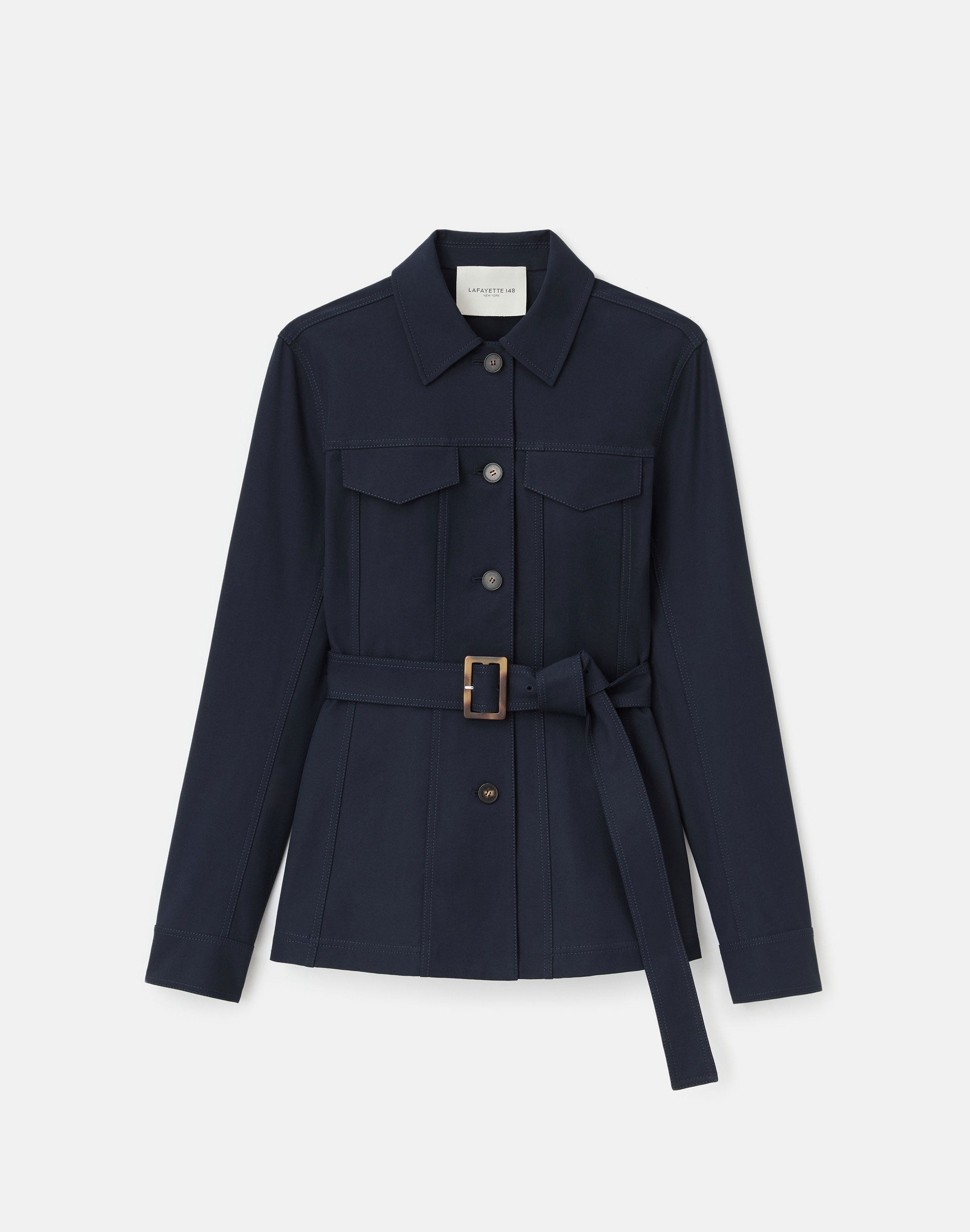Petite Techno Stretch Twill Belted Jacket