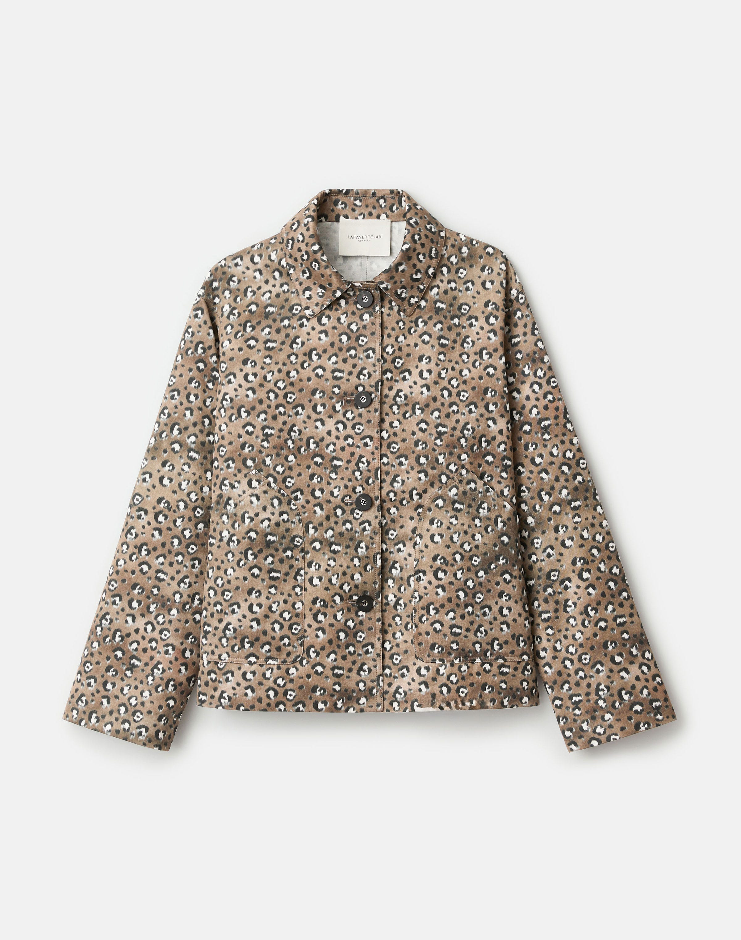 Plus-Size Leopard Print Cotton-Viscose Twill A-Line Topper
