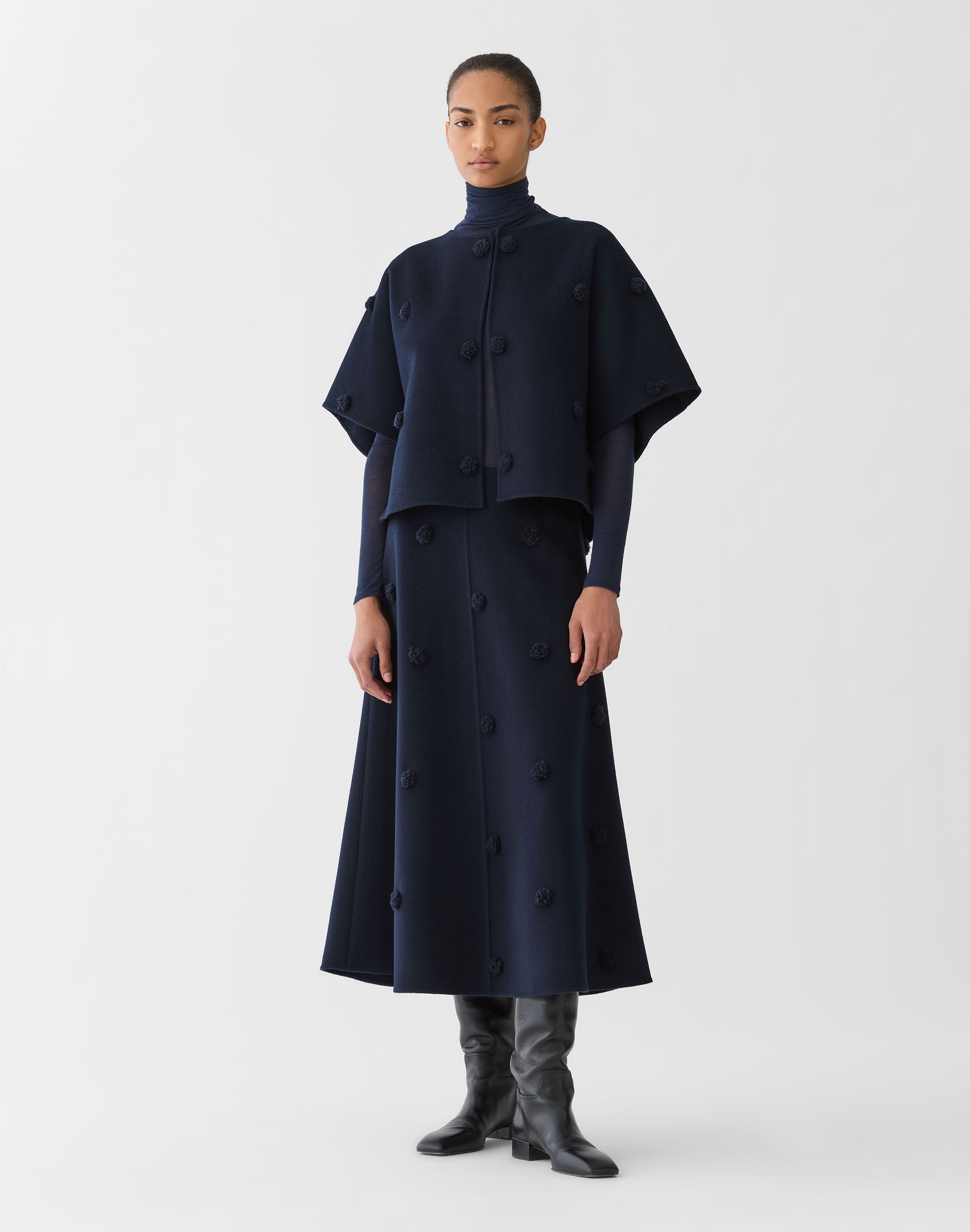 Plus-Size Wool-Cashmere Double Face Embellished Short Jacket