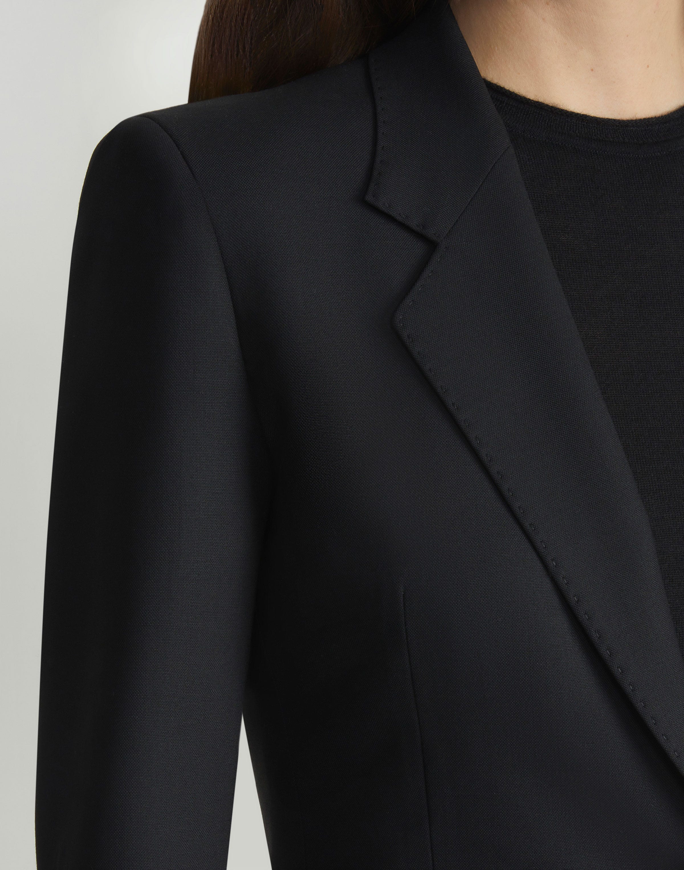 Petite Responsible Stretch Wool Single Button Blazer