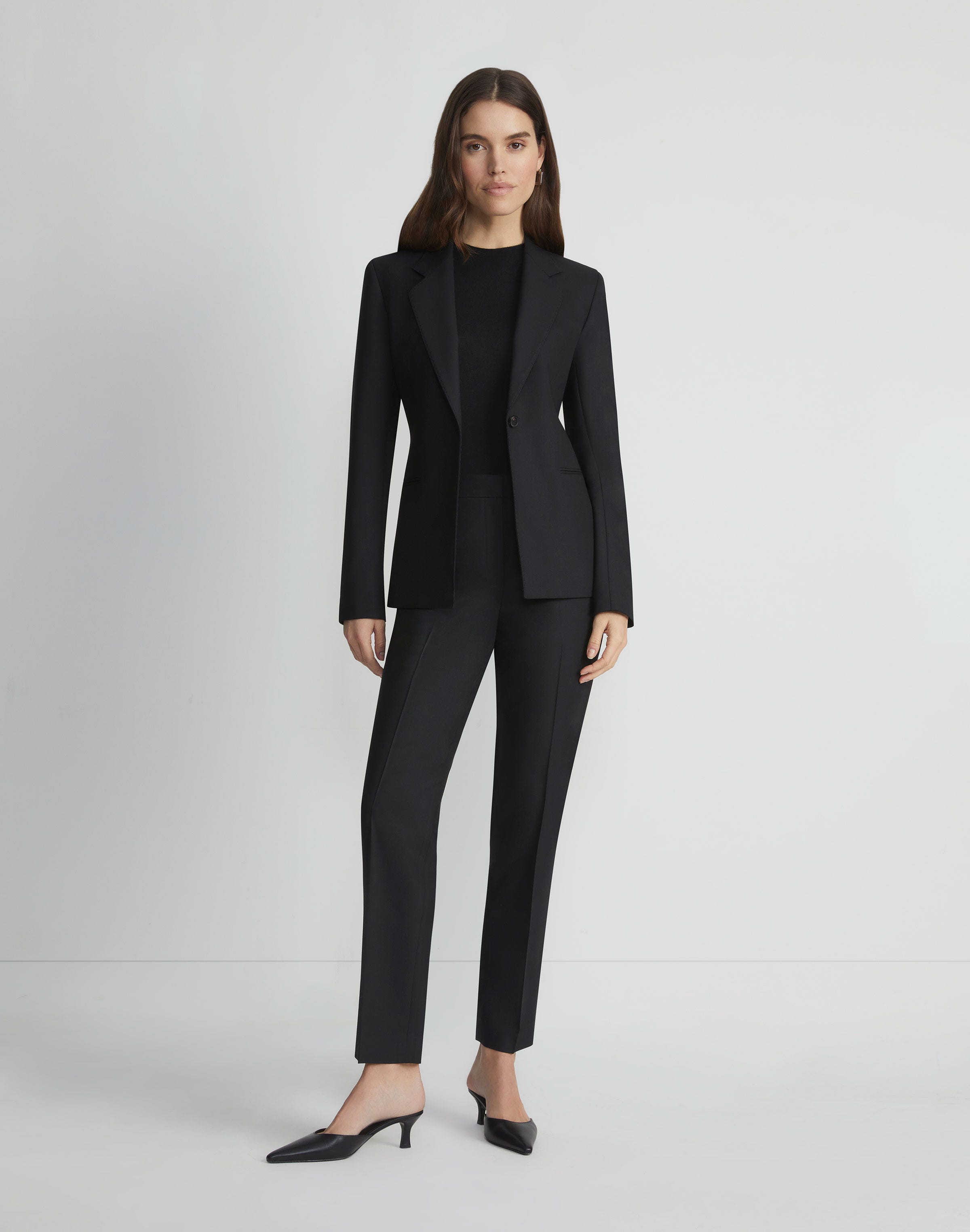 Petite Responsible Stretch Wool Single Button Blazer