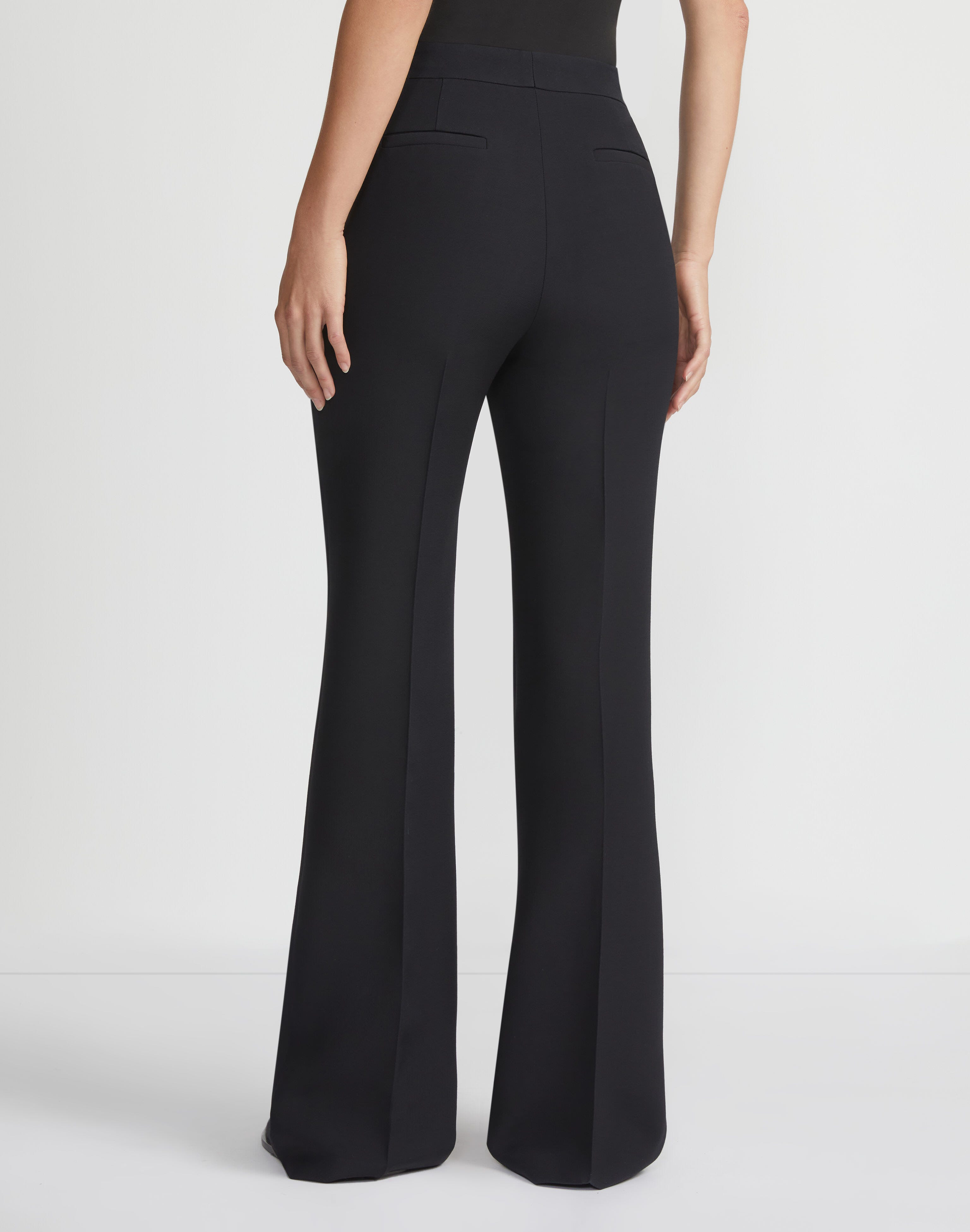 Petite Wool-Silk Crepe Saint Marks Flare Pant