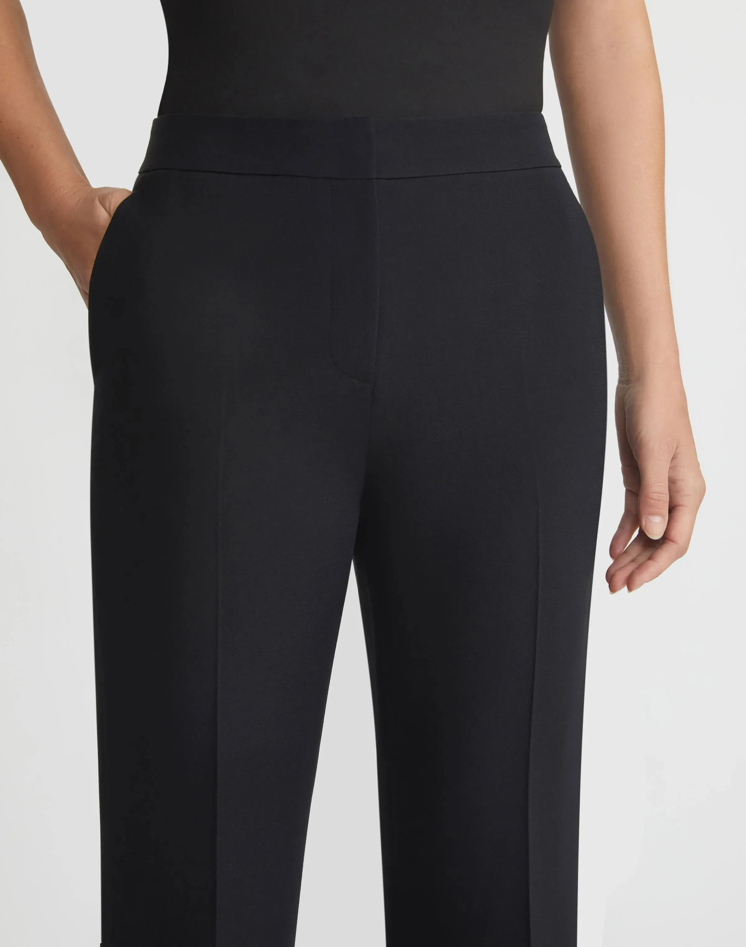 Plus-Size Wool-Silk Crepe Saint Marks Flare Pant