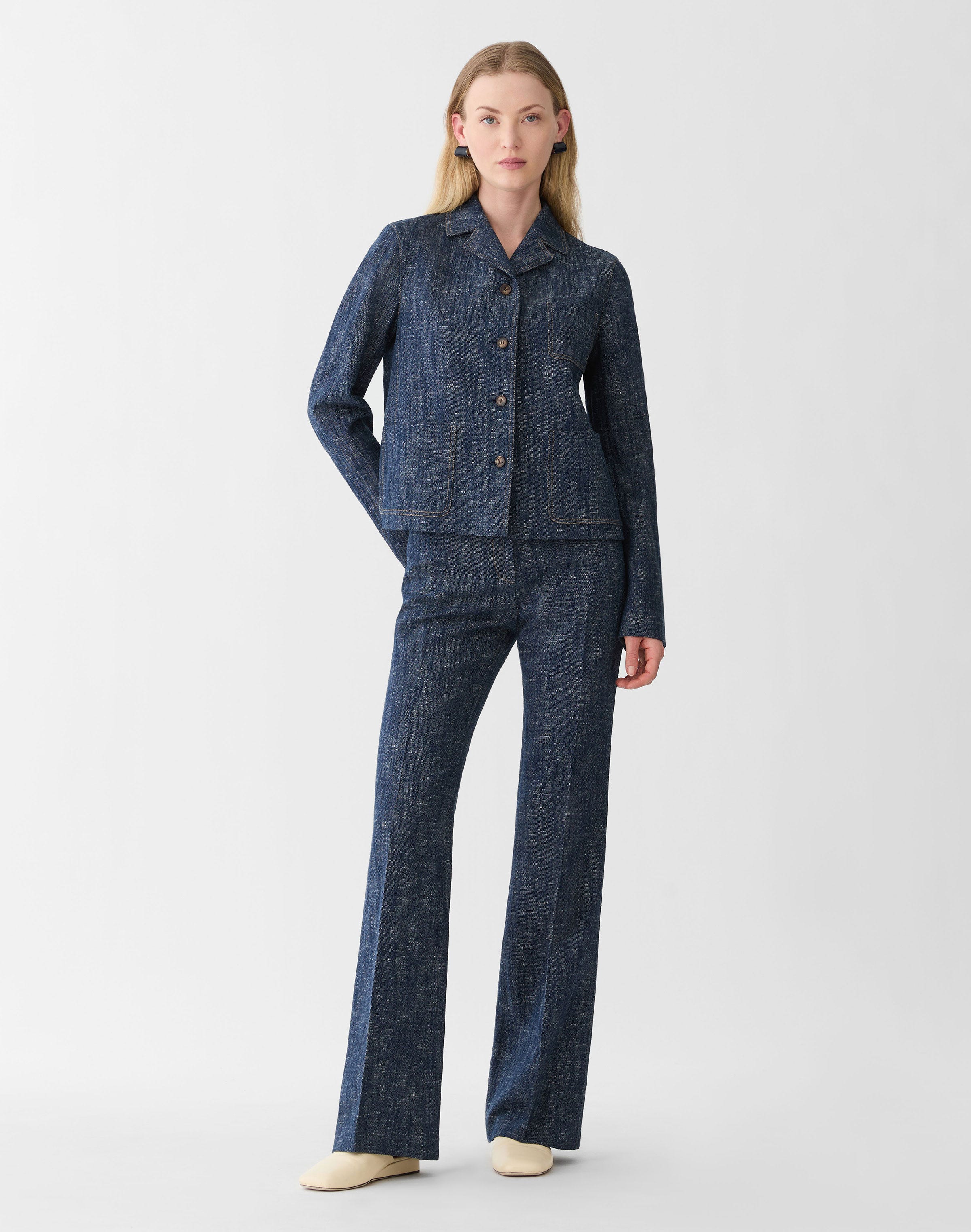 Denim-Effect Twill Reade Flare Pant