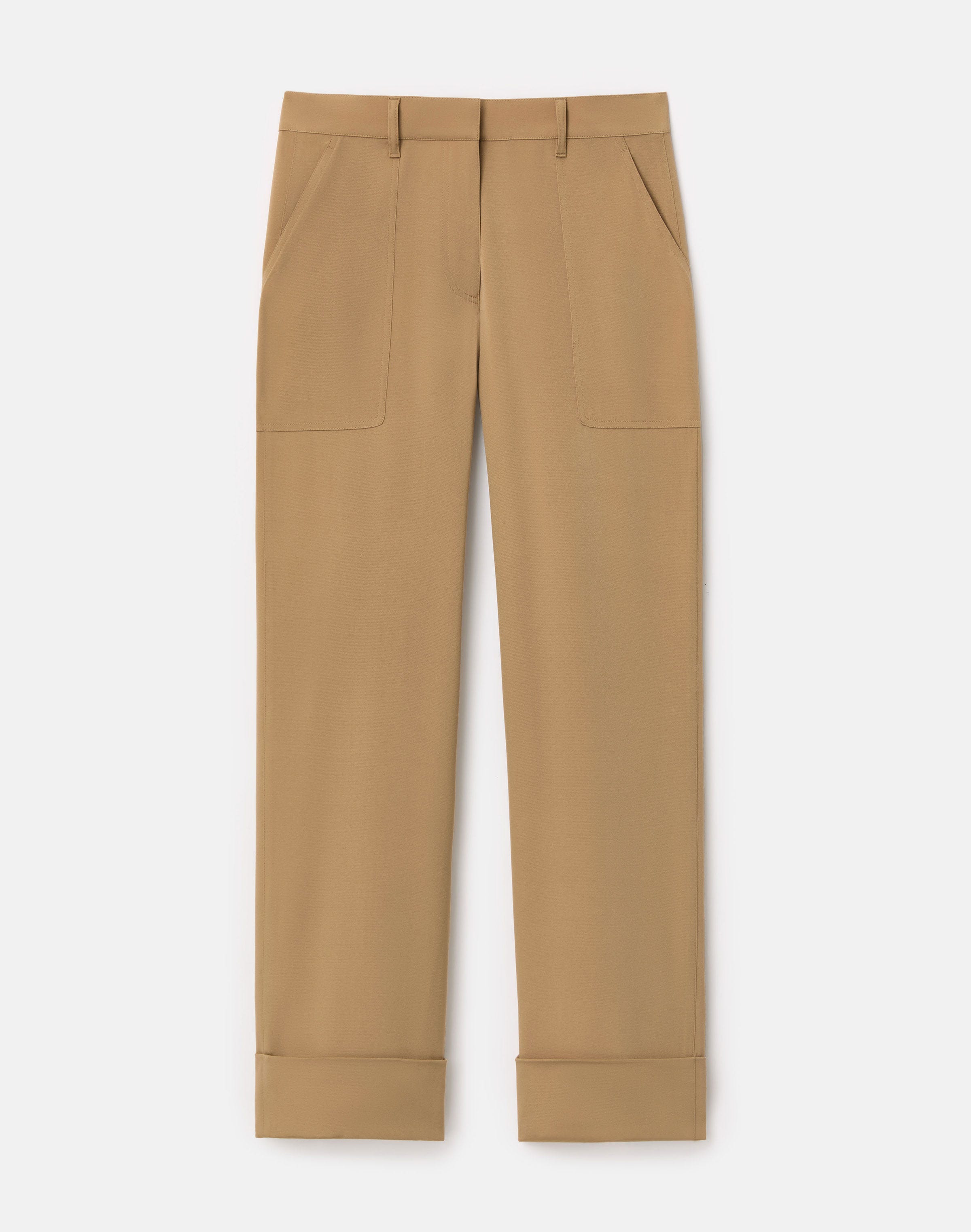 Petite Organic Silk Stretch Georgette Highline Straight Ankle Pant
