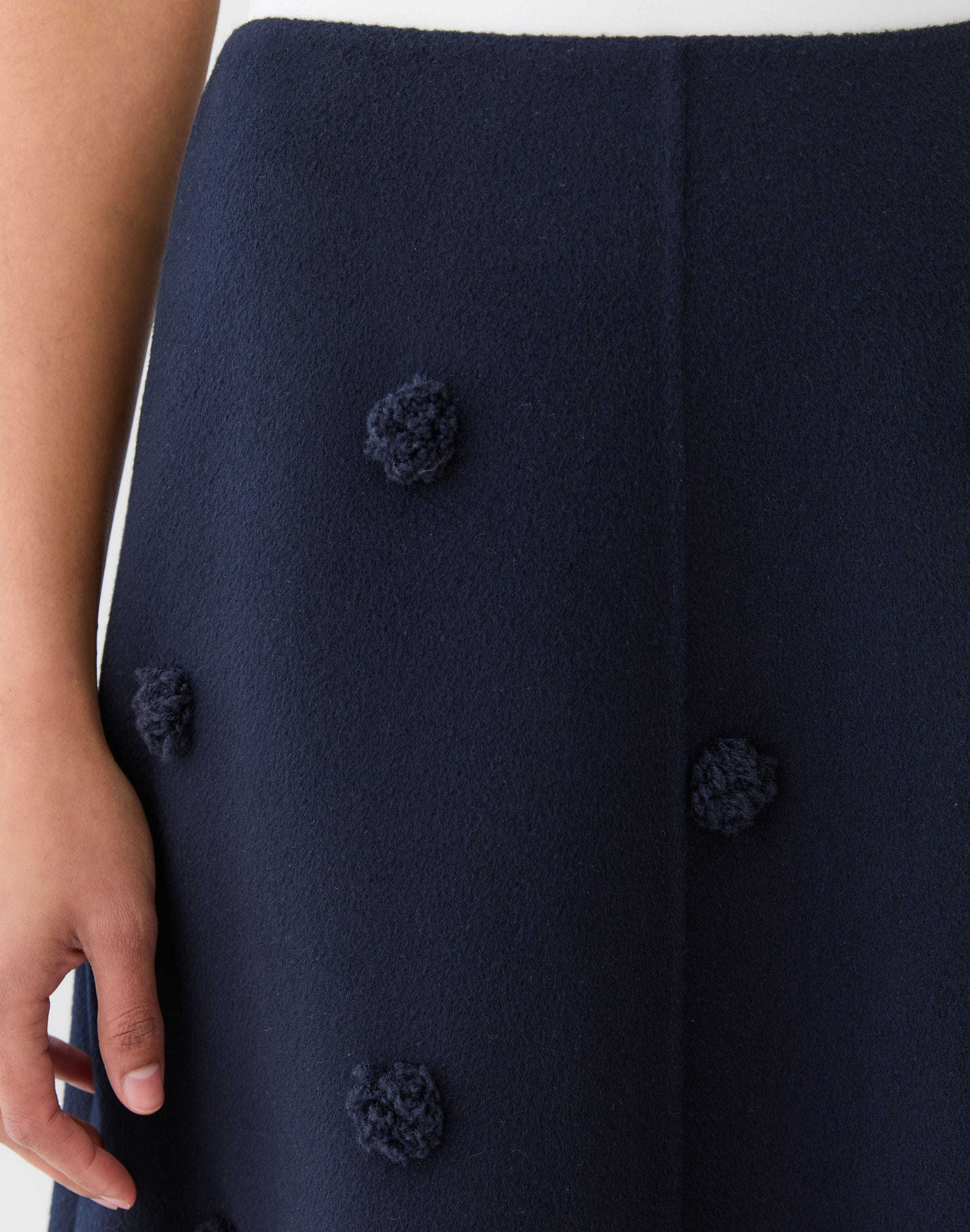 Wool-Cashmere Double Face Embellished Skirt