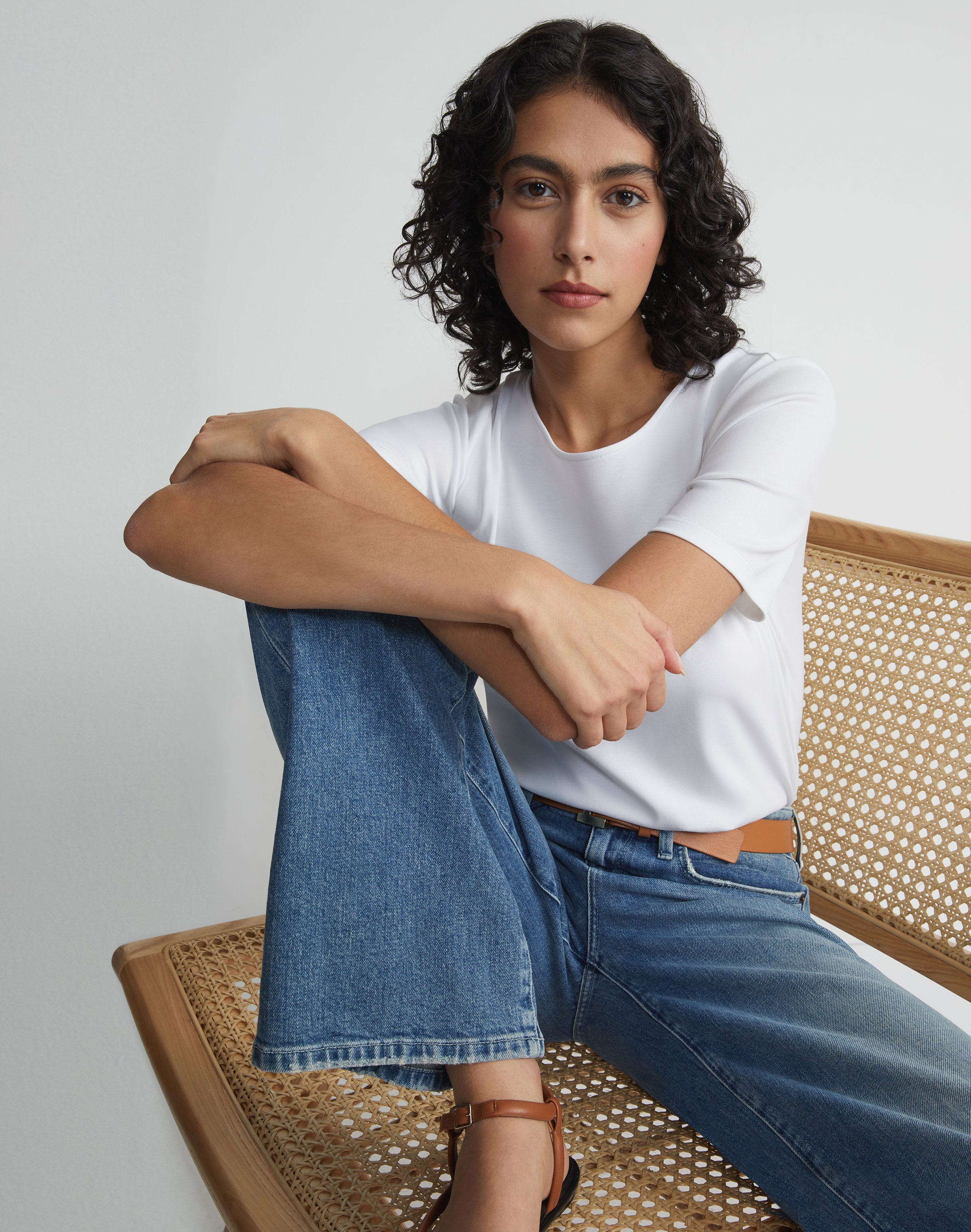 Petite Cotton Rib Crewneck T-Shirt