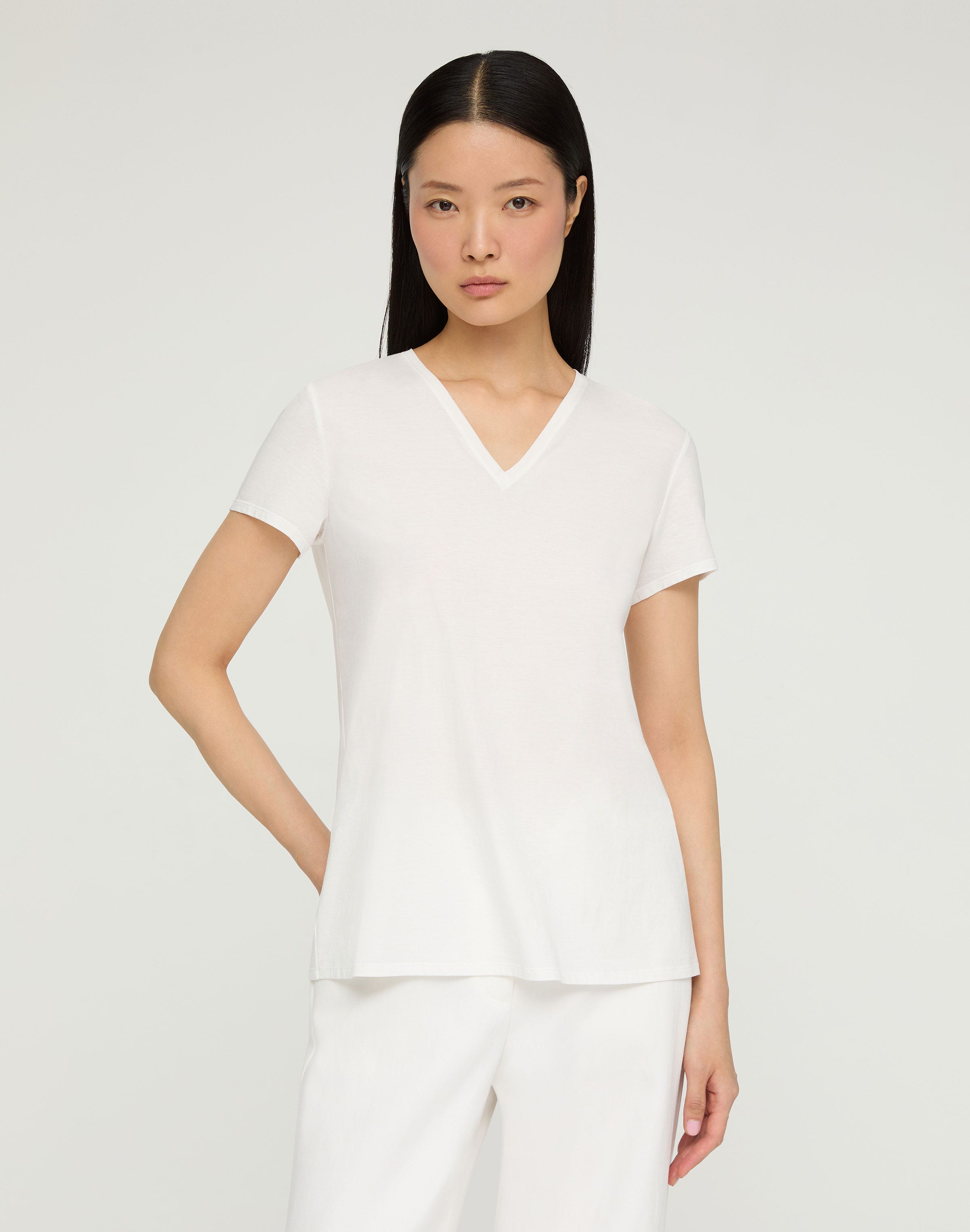 Plus-Size Cotton Jersey V-Neck T-Shirt
