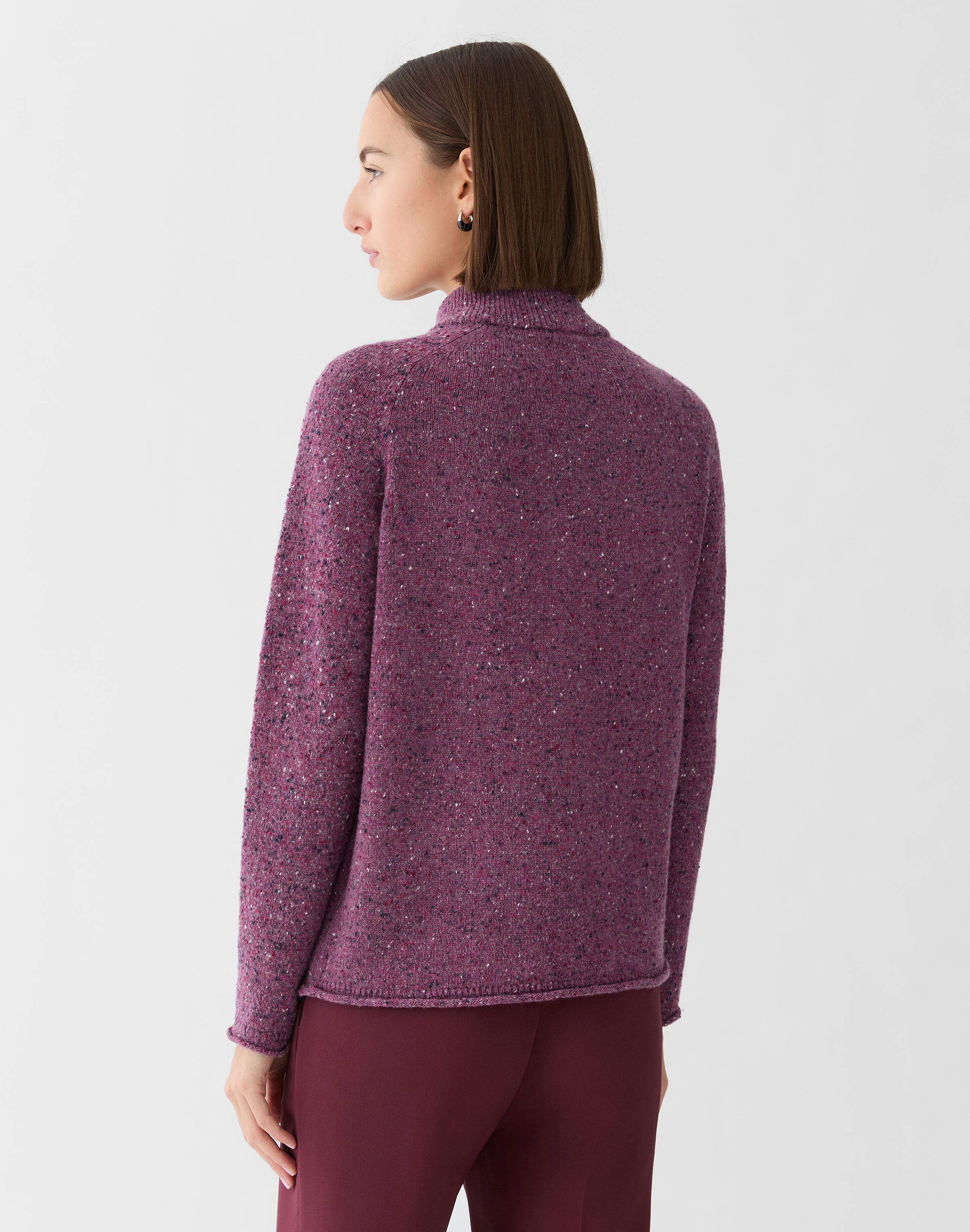 Petite Cashmere Donegal Zip Front Cardigan