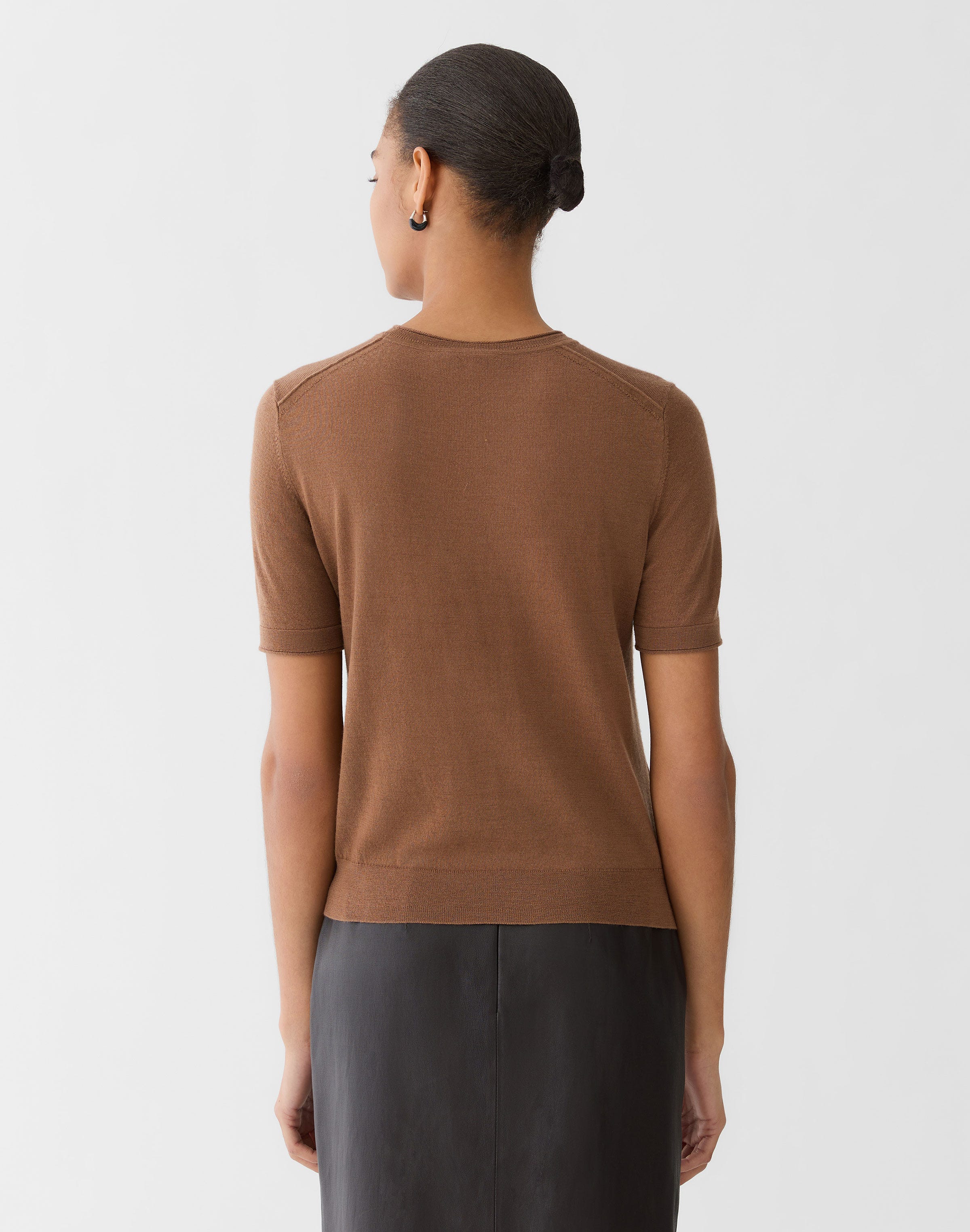 Petite Fine Gauge Cashmere Crewneck Short Sleeve Sweater