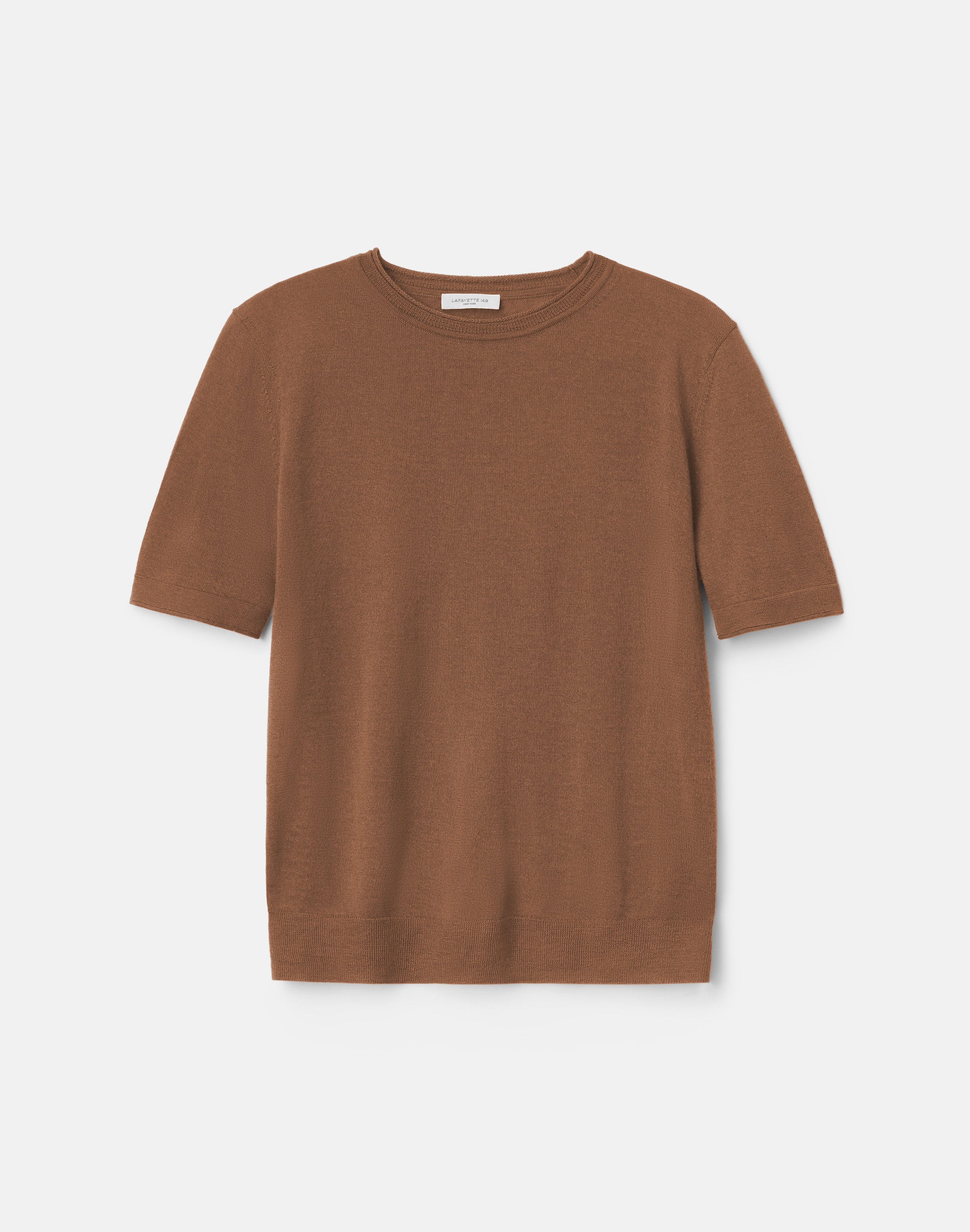 Petite Fine Gauge Cashmere Crewneck Short Sleeve Sweater
