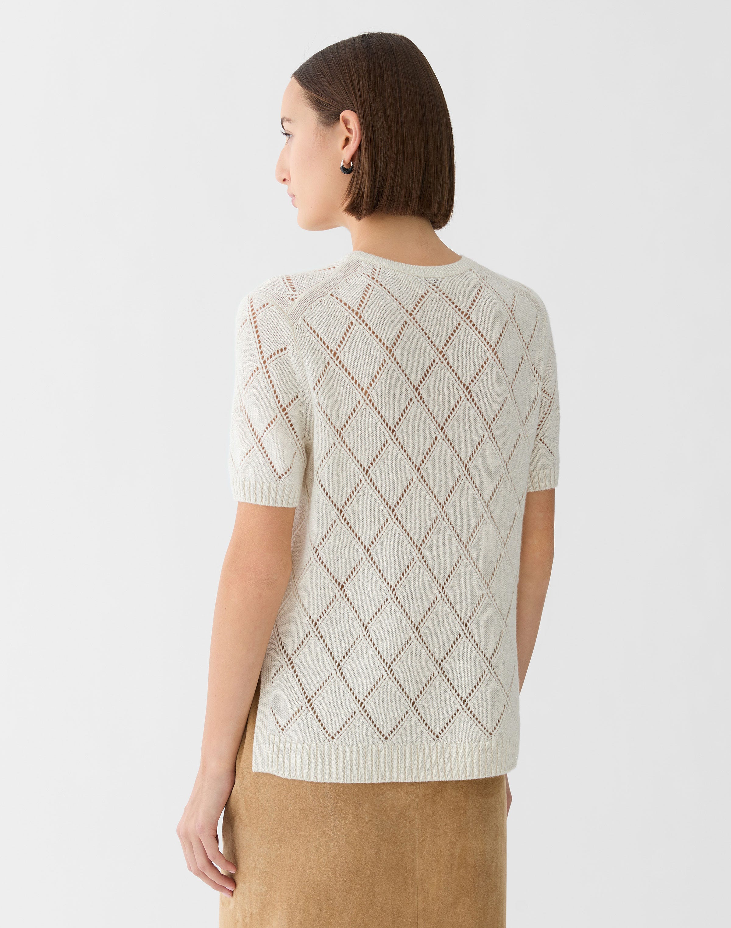 Petite Cashmere-Sequin Silk Pointelle Sweater