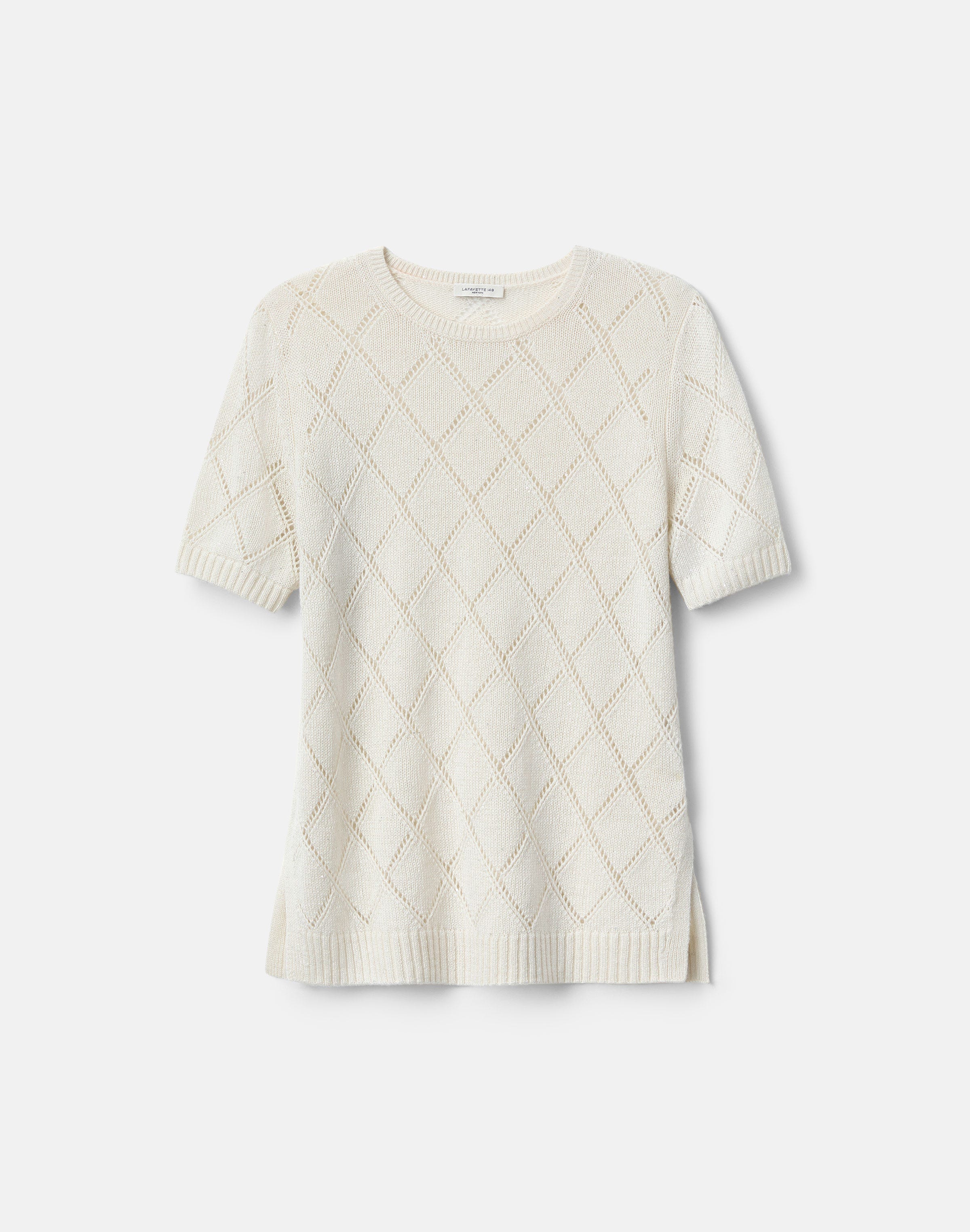 Petite Cashmere-Sequin Silk Pointelle Sweater